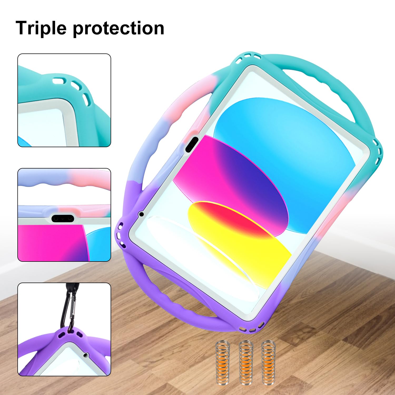 TOPESCT Etui dziecięce do iPada A16 11./10. generacji (2025/2022) 27.9 cm/27.7 cm, wykonane z silikonu przyjaznego dla dzieci, z wbudowaną osłoną ekranu, odporne na wstrząsy uchwyt, etui do iPada