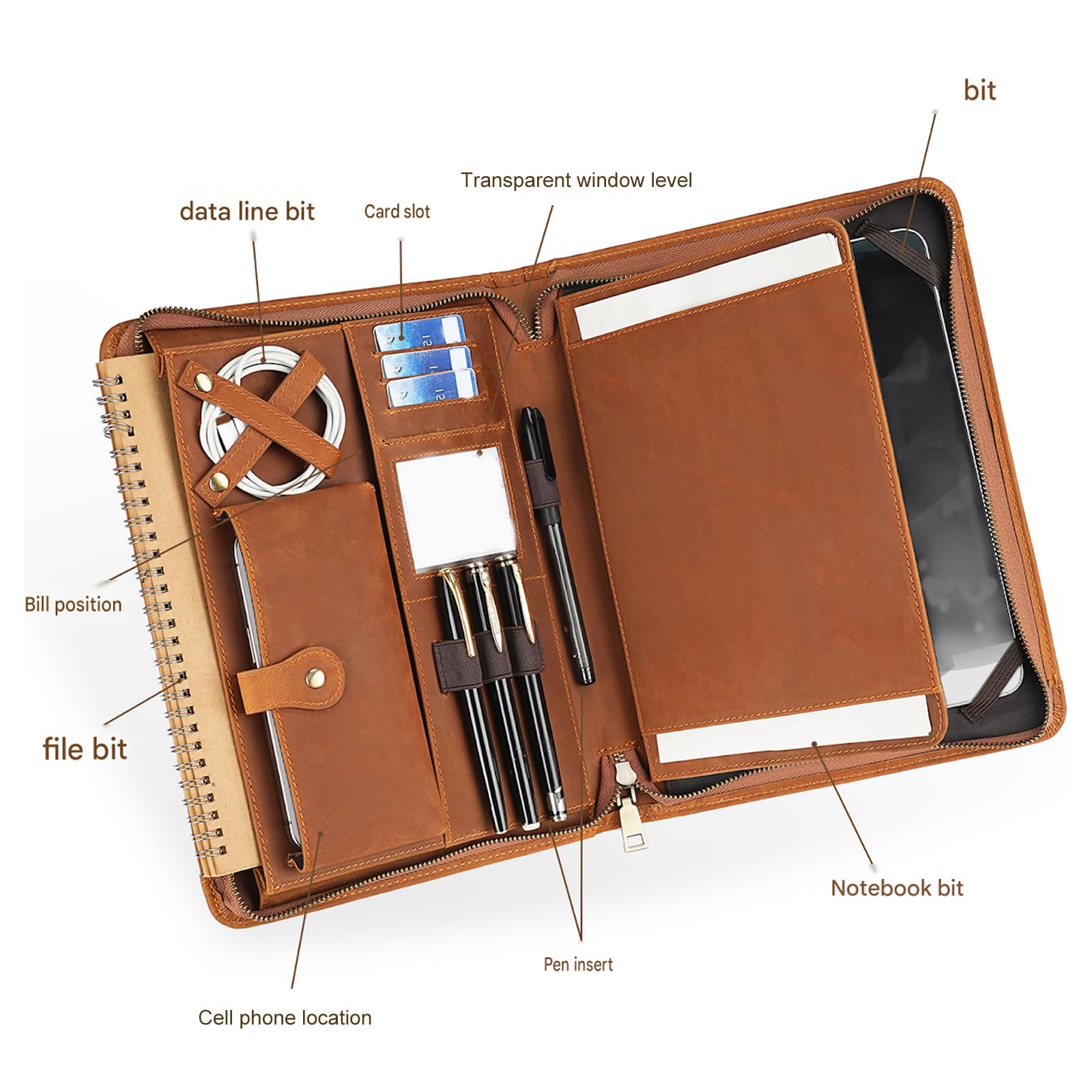 Custodia organizer per tablet da 10 pollici con chiusura a zip e tasca frontale, borsa da trasporto portatile per viaggi e riunioni Organizer per tablet Custodia per lettore elettronico Porta con