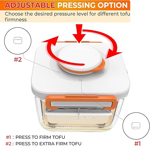 Miniatura 2 de Prensa de tofu ajustable con ajuste de presión de 2 niveles, apta para lavavajillas y sin BPA, prensador de tofu para tofu firme de 8-20 onzas y