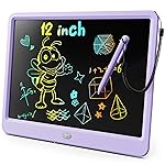 KOKODI LCD Writing Tablet, 12 Inch Colorful Toddler Doodle Board Drawing Tablet, Erasable Reusable Electronic Drawing Pads, Educational and Learning Toy for 3-6 Years Old Boy and Girls(Purple)