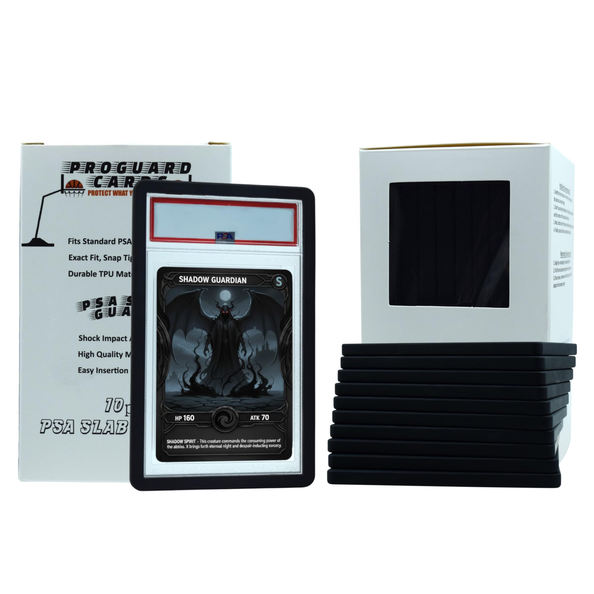 ProGuard Cards PSA Slab Bumper Guards 10PK (Black) for Standard Graded PSA Slabs | PSA Slab Protector - Hard TPU, Exact Fit Snap Tight Protection | Shock Absorption | Matte Finish
