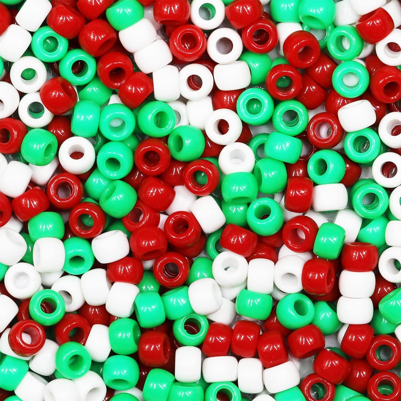 VOOMOLOVE 1000 PCS Red/White/Green Pony Beads, Bracelet