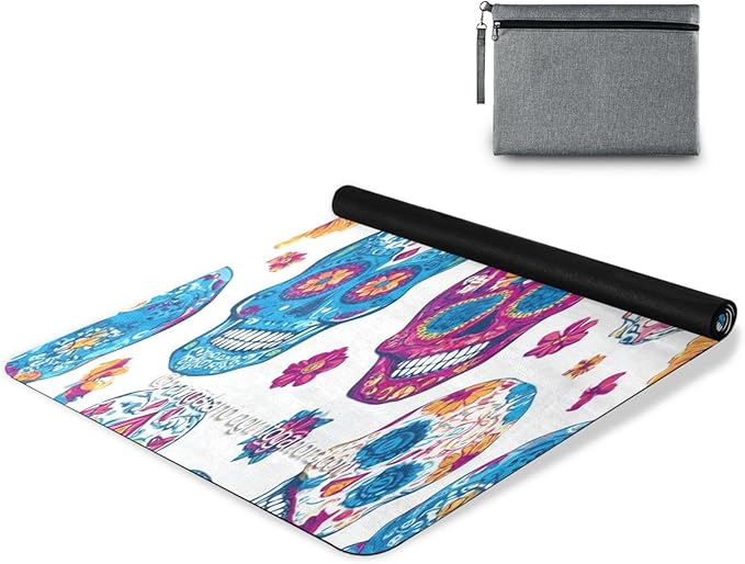 Colorful Sugar Skulls Yoga Mat for Women Men 71