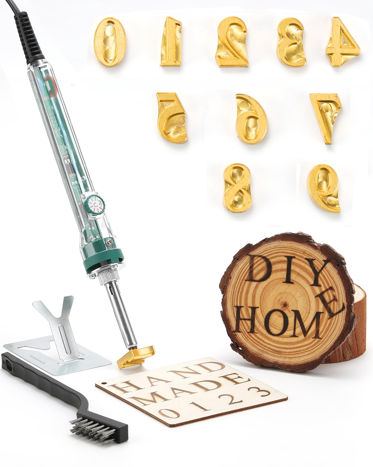 Holzbrennen-Buchstaben-Set, 26 Stück, Alphabet-Markenstempel für Holz, Leder, Hüte, Grillbrot, mit einem 60 W elektrischen Brandeisen (1,2 cm, 10 Zahlen)
