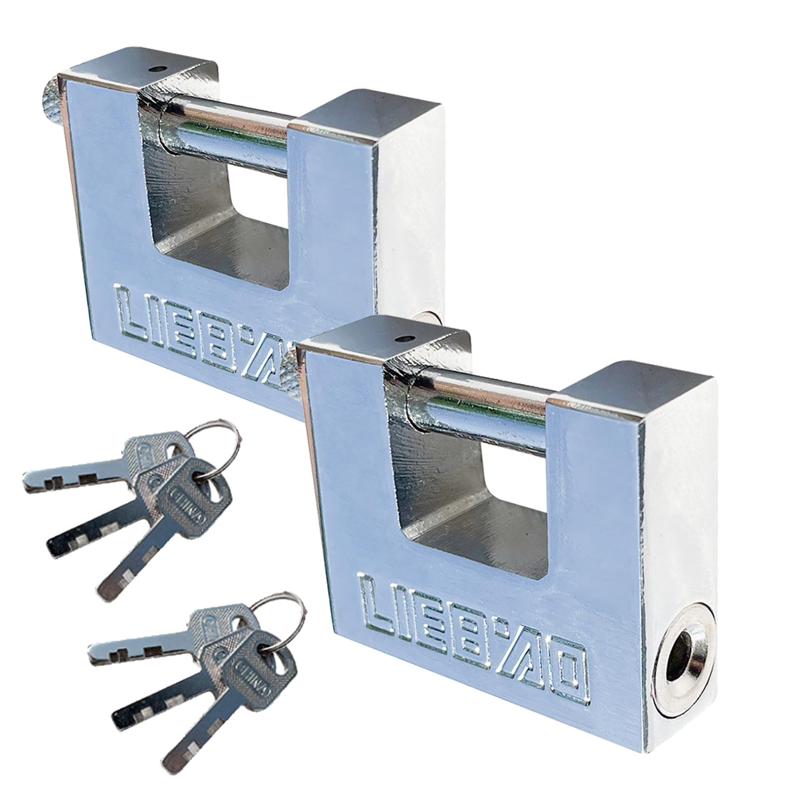 Schwerlast Vorhängeschloss mit Schlüssel, 100mm Schloss Sicherheitsschloss aus Edelstahl für Lagerhäuser Spinde Garagen Container Schuppen, 2er Pack