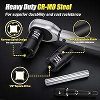 Vista 4 de Topec 6 herramientas de extracción de tuercas de llanta, kit de extracción de bloqueo de rueda motriz de 1/2 pulgada, removedor de tuercas peladas