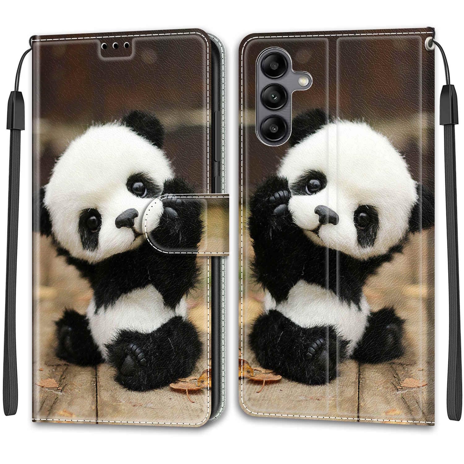 WuhaizherSamsung S23 FE Case Shockproof, Galaxy S23 FE Phone Case Leather Wallet Book Flip Cases with Magnetic Stand View Card Holder Protector Cover for Samsung Galaxy S23 FE, Panda