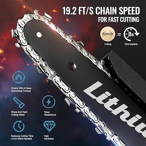 Miniatura 2 de Mini motosierra inalámbrica, sierra de cadena eléctrica de 6 pulgadas, funciona con pilas, motosierra pequeña de mano de 20 V, motor de cobre puro