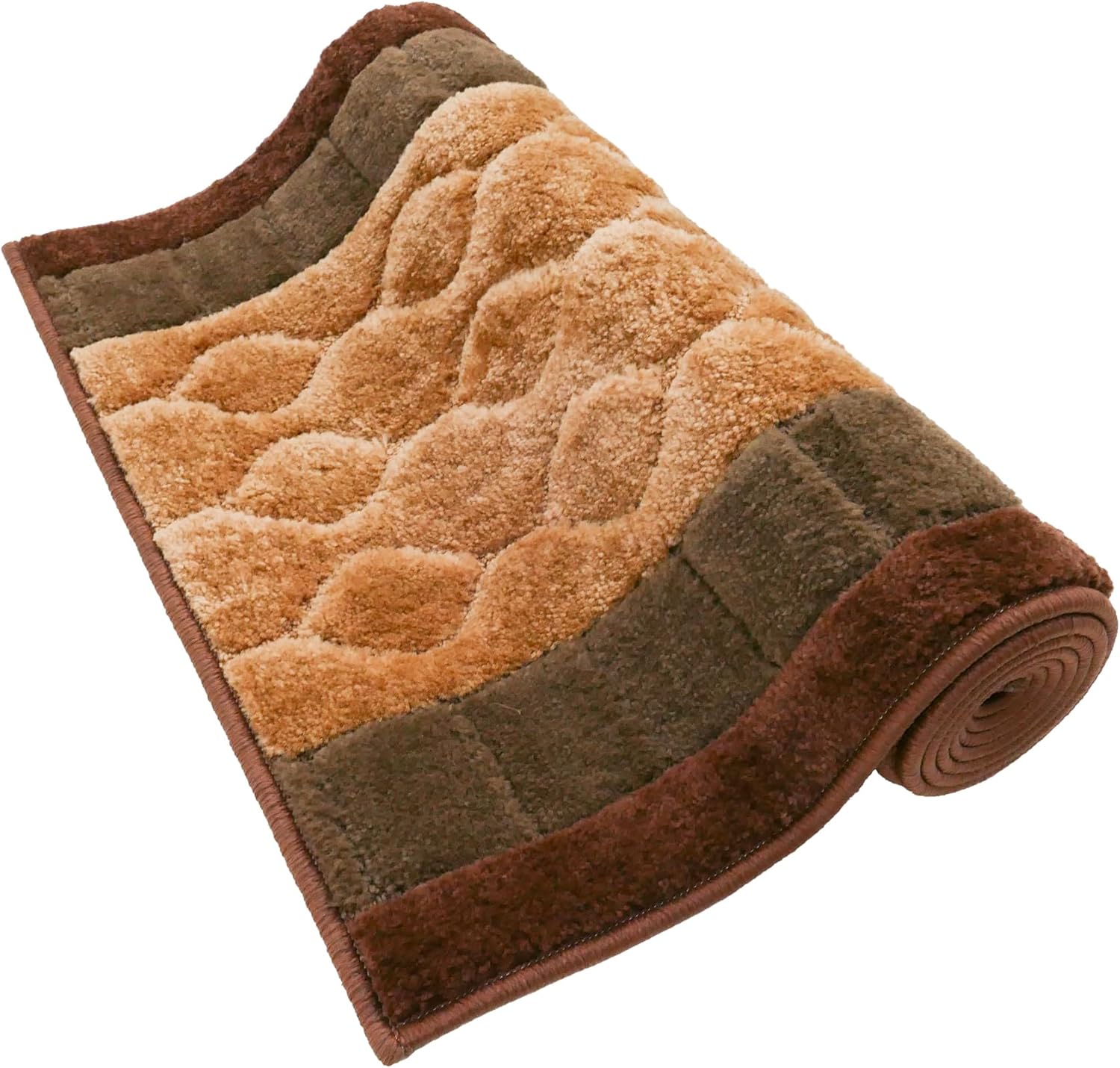 Custom Size Non Slip Washable Bead Bubble Design Runner Rug (Brown-Beige, 26" x 04')