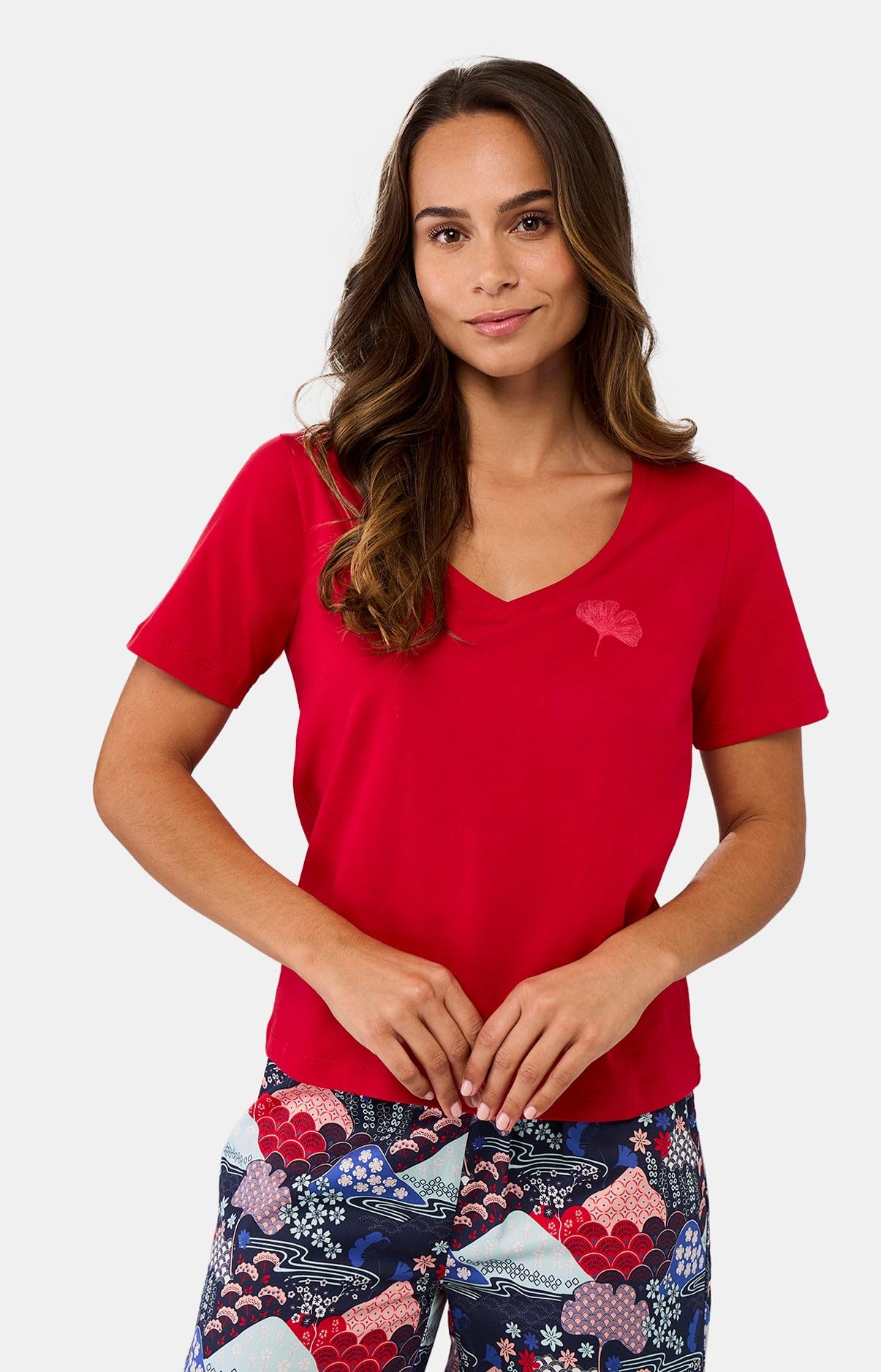 ARTHUR – Pijama corsario para mujer Fuji – Conjunto de pijama para mujer – Camiseta de manga corta y pantalón medio largo – Algodón procedente de la agricultura orgánica – Marino – Talla S, azul, S