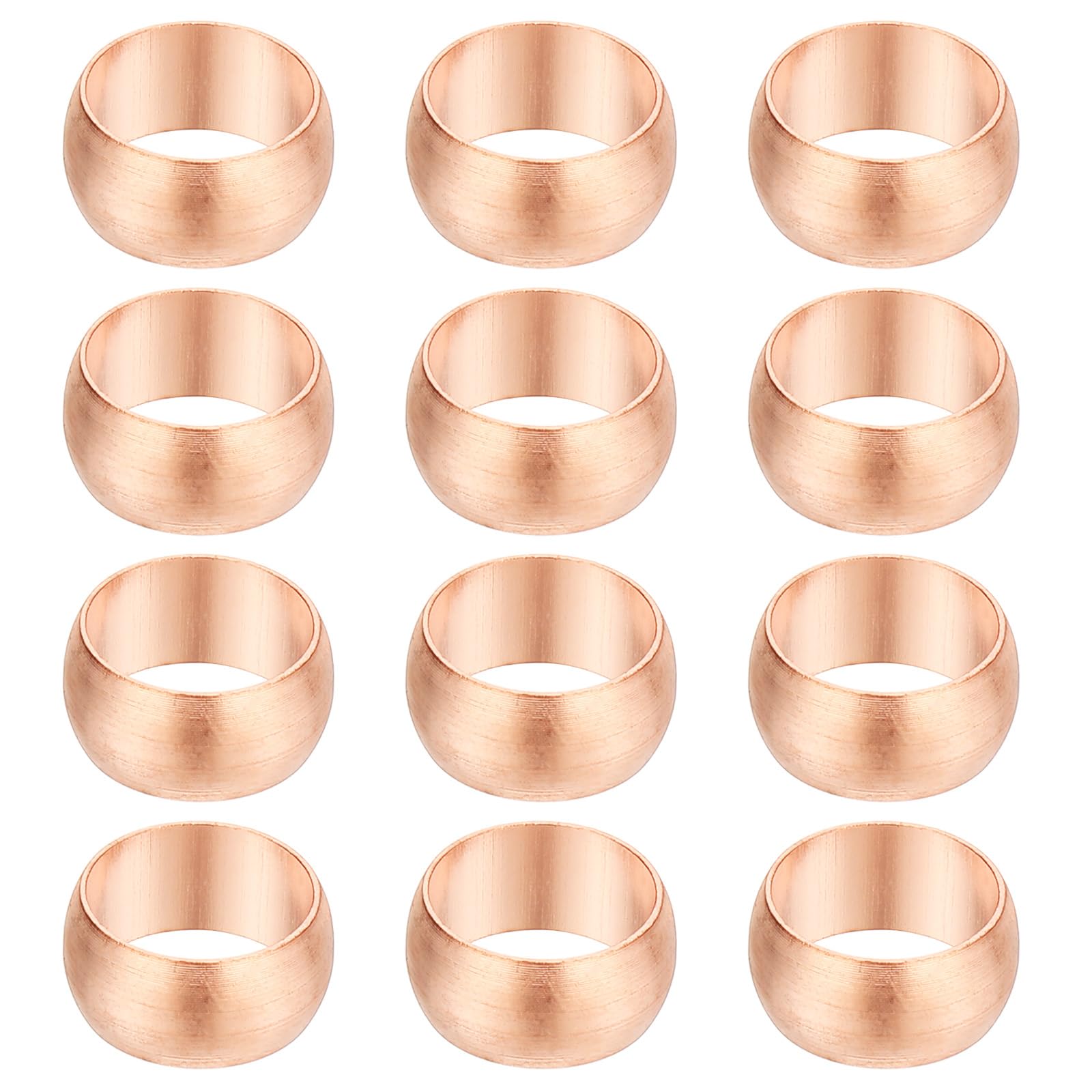 PATIKIL 10mm Tube OD Compression Sleeves Ferrules, 12pcs Copper Ferrule Fitting Compression Fitting Assortment Kit for Air Water Gas
