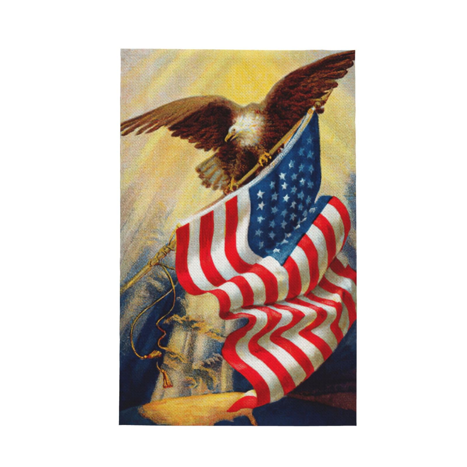 American Usa Flag Eagle Art Printed Waffle Microfiber Kitchen Towels