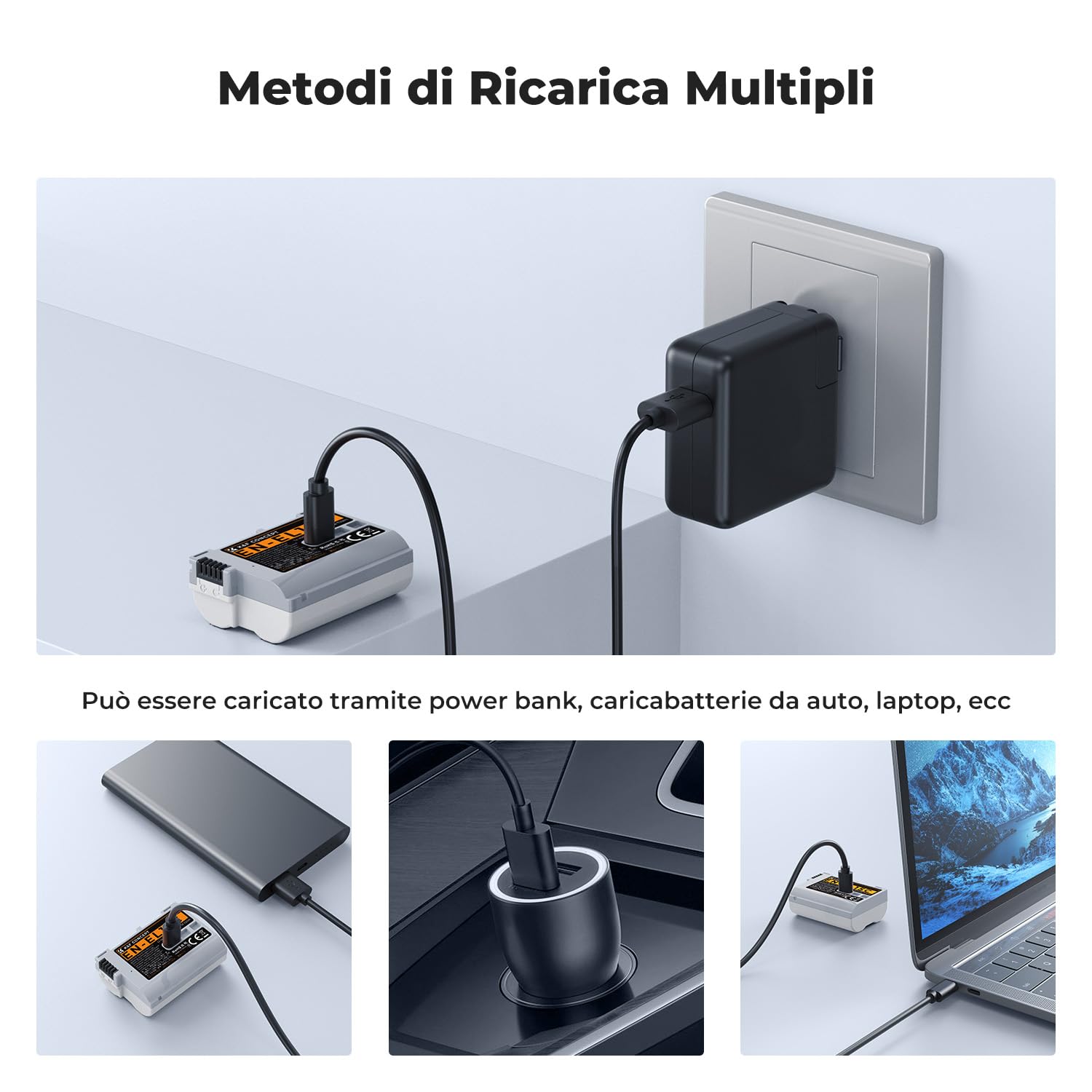 K&F CONCEPT 2600mAh EN-EL15C Batteria Rcarica Rapida USB-C Compatibile con Nikon ZR, Z8, Zf, Z7, Z6, Z7ii, Z6ii, Z6iii, Z5, D850, D810, D810A, D780, D750, D610, D500, D7500, D7200