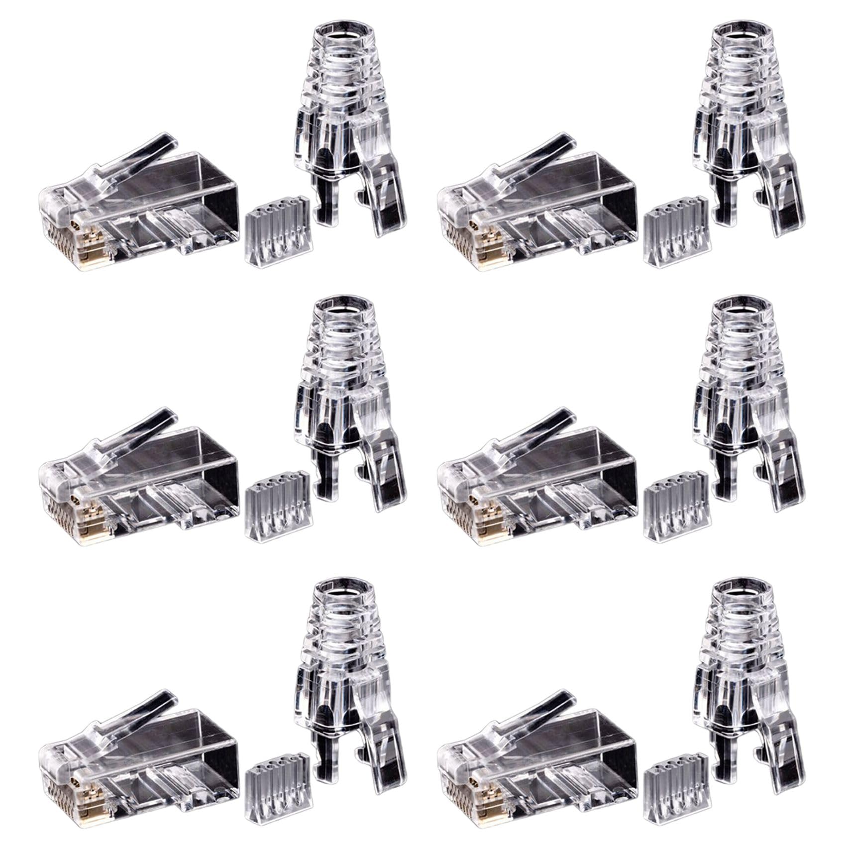 300 Sztuk Złącze RJ45 Cat6 Kabel UTP Gniazdo Ethernet 8P8C Sieć CAT 6 Wtyczki Modułowe z Zatyczkami 6,5 mm RJ45