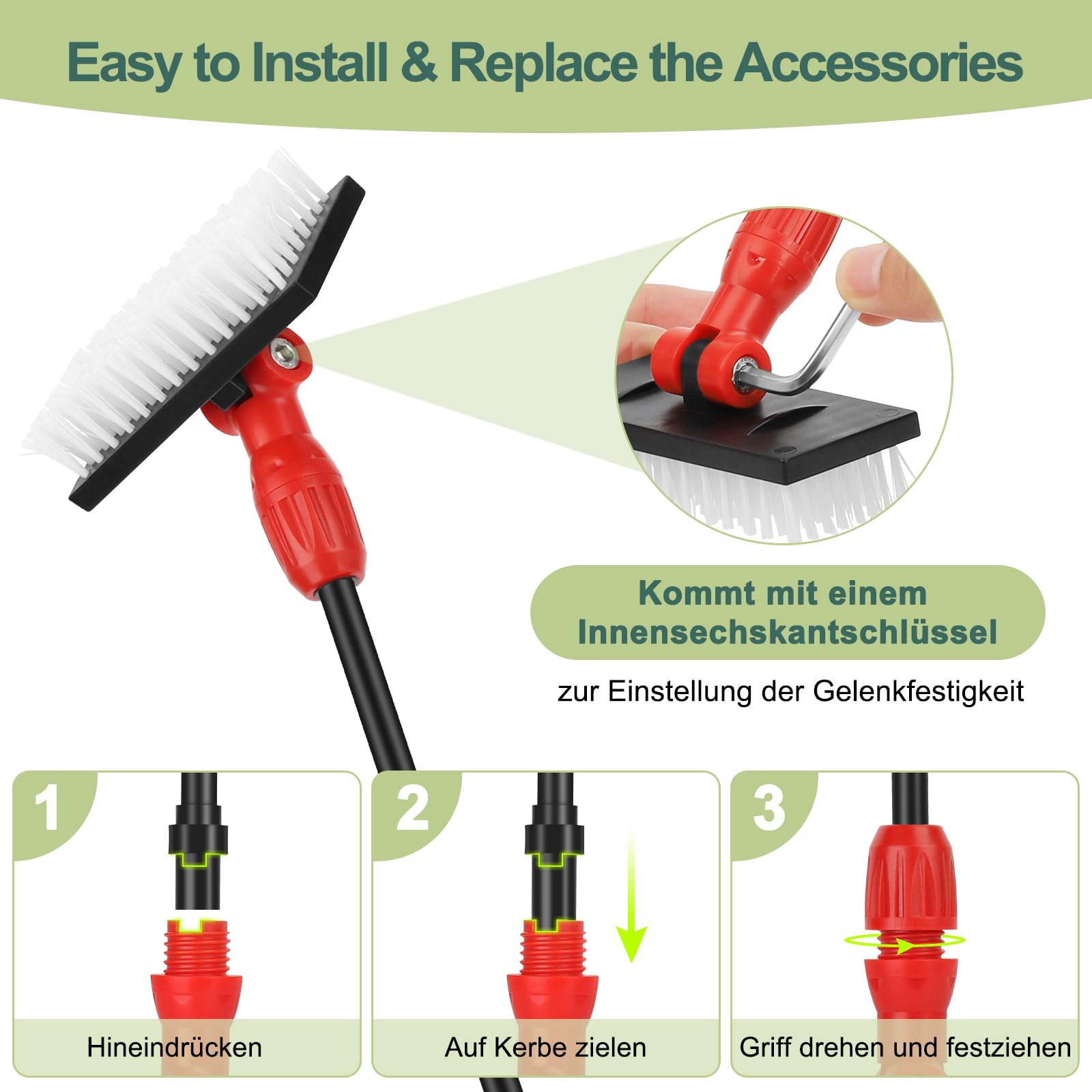 hygger Kit di Pulizia per Acquario 6 in 1, Strumento di Pulizia per Acquario Versatile, Con Manico Estensibile, Spugna Raschi-Alghe, Spazzola per Sciacquare, Retino per Pesci Rastrello per Ghiaia (M)