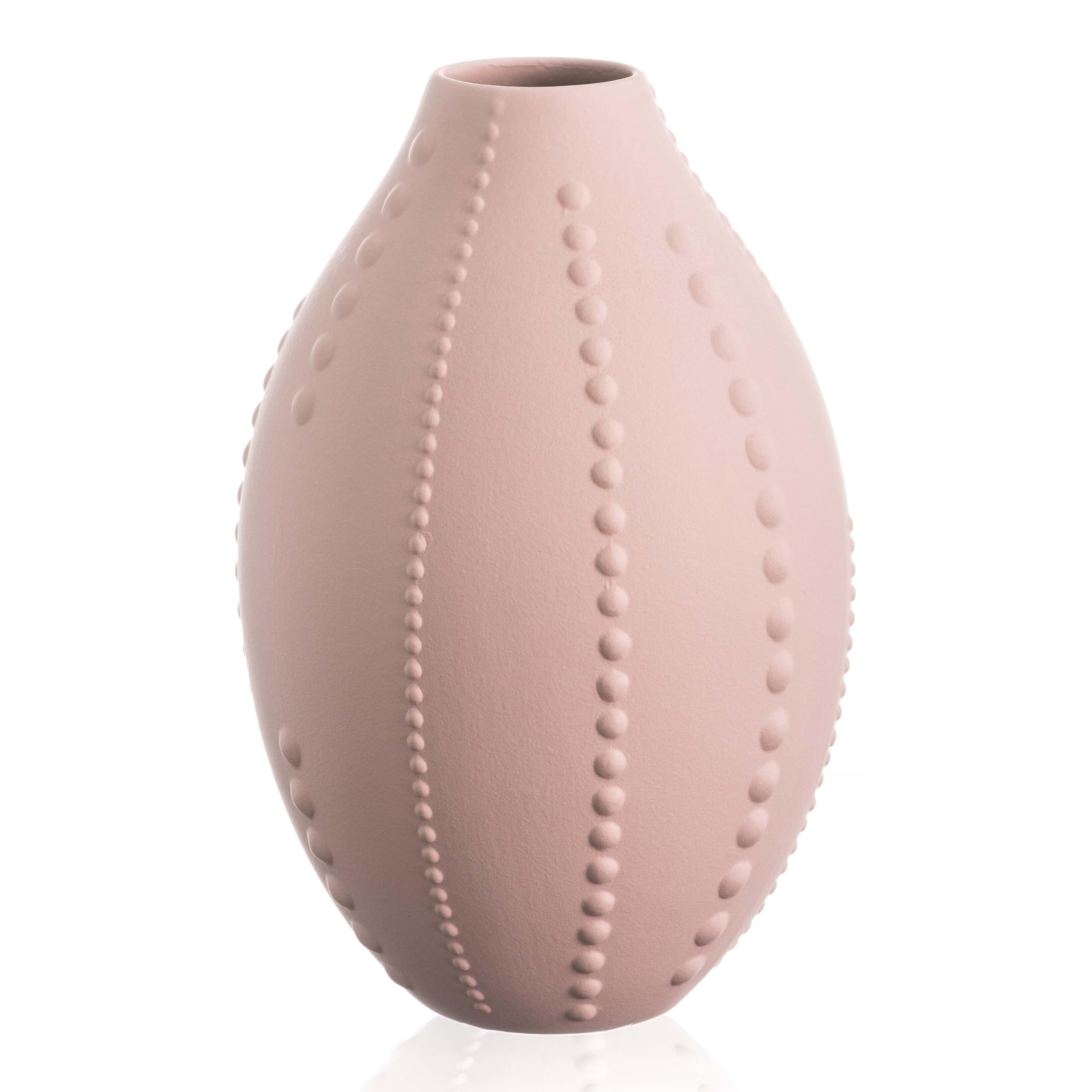 Diamante Matt Pink Earthenware Clay Vase - Smooth Finish - 22Cm Tall