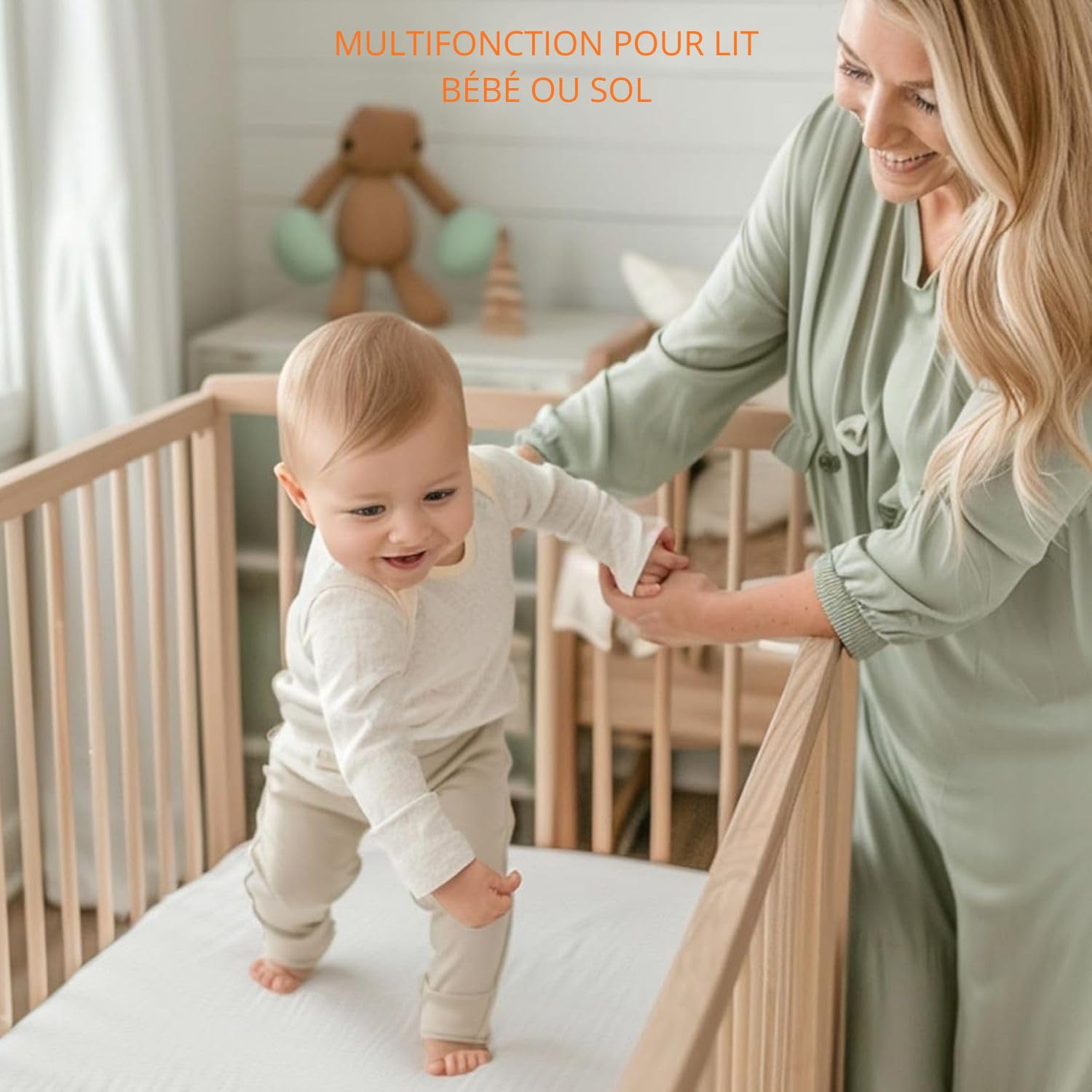 Matelas pour Lit d'enfant 120x60x6cm - Mousse Haute Densité - Housse en Coton Bambou Amovible et Lavable - Base Antidérapante - Ultra Doux, Hypoallergénique et Respirant - Oeko Tex