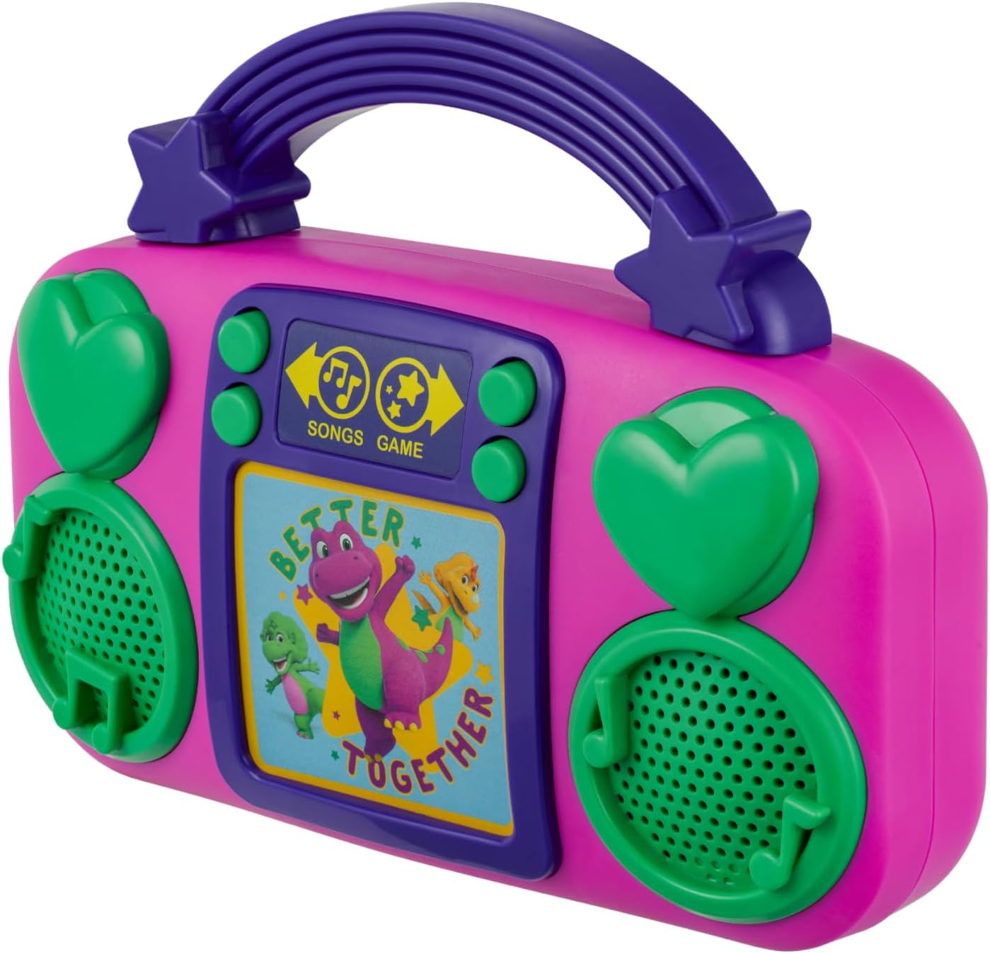 eKids Barney Toy Music Player, Toddler Toy with Built-in Music and Lights (Barney)