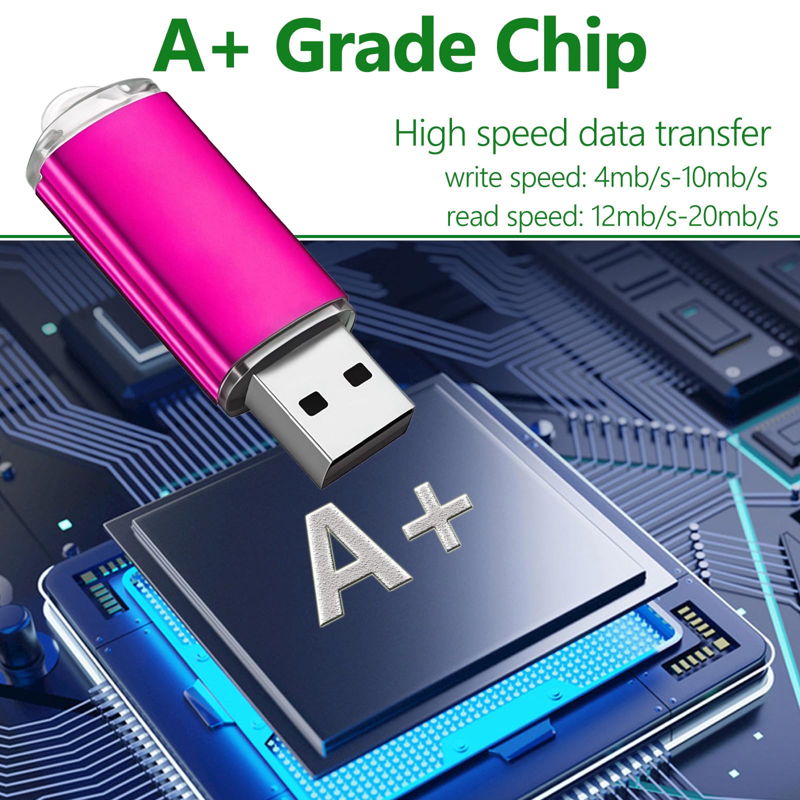 2GB Chiavetta USB 3 Pezzi Pen Drive 2GB WISEORANGE Metallo USB2.0 Unità Memoria USB per PC, Laptop,TV con Luce LED (3 colori)