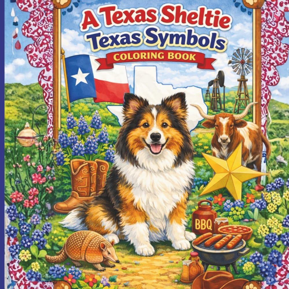 A Texas Sheltie: Texas Symbols Coloring Book: Fun Lone Star State Adventures for Kids Ages 4–9 (A Texas Sheltie Adventure)