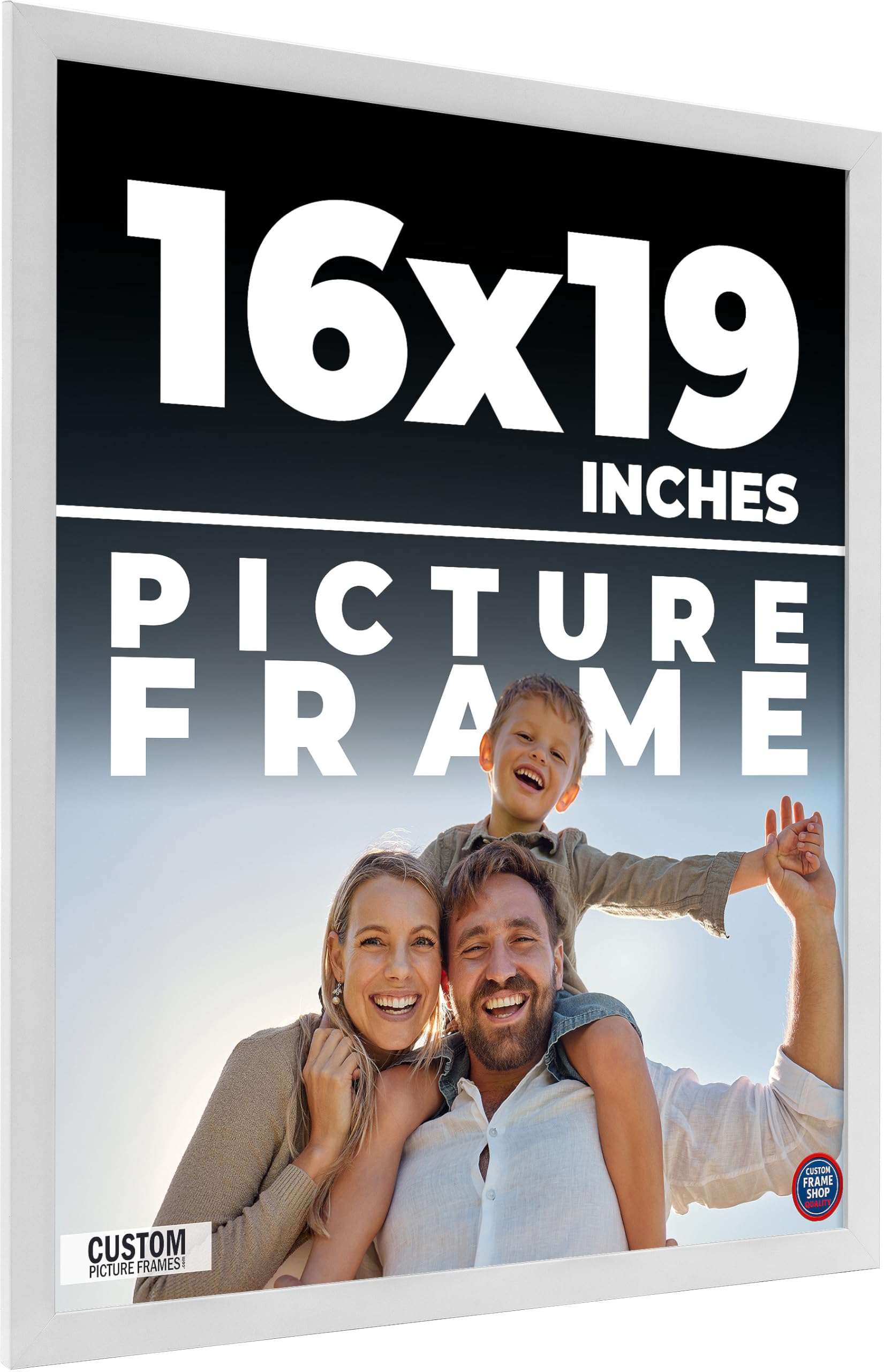 16x19 Frame White Real Wood Picture Frame Width 0.75 Inches | Interior Frame Depth 0.5 Inches | Bianca Mid Century Photo Frame Complete with UV