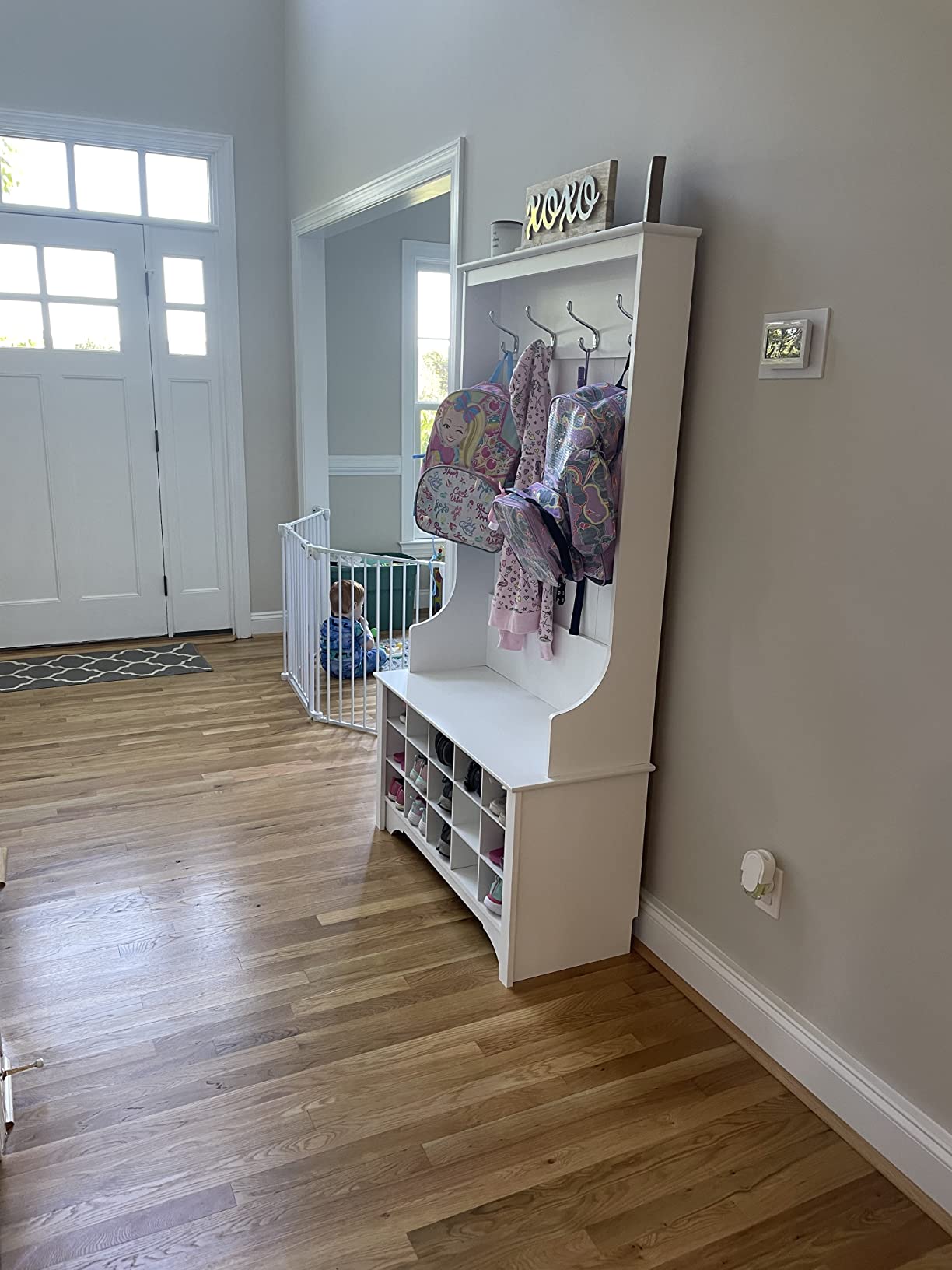 34/mo Finance Prepac Hall Tree with Shoe Storage, Drifted Gray Buy