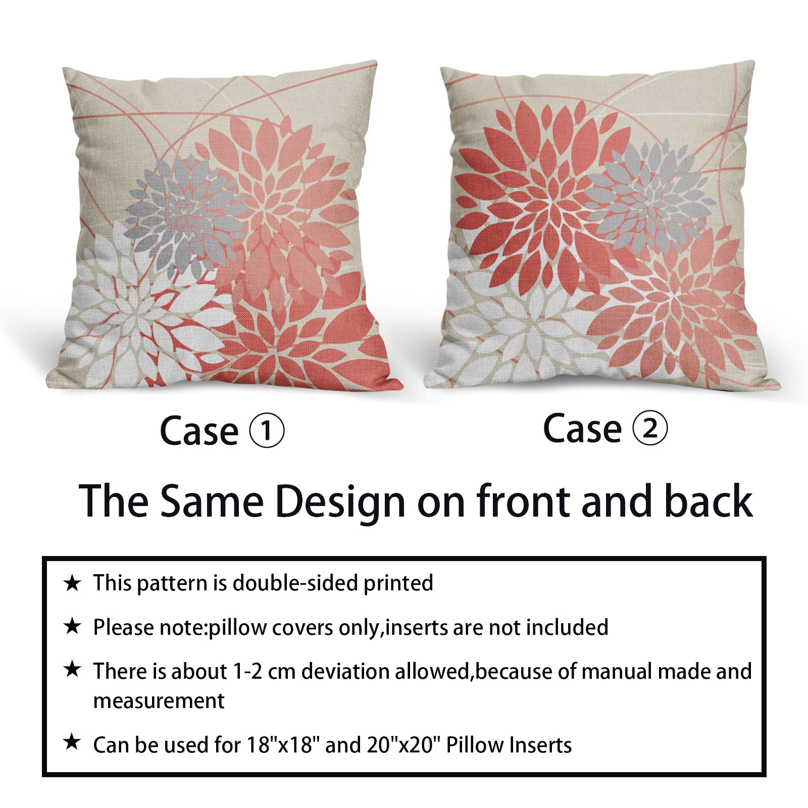 Sweetshow 2 Federe Cuscino 45x45 Cm Tema Estivo Oceano Corallo – Azzurro – Cuscini Decorativi In Lino E Cotone