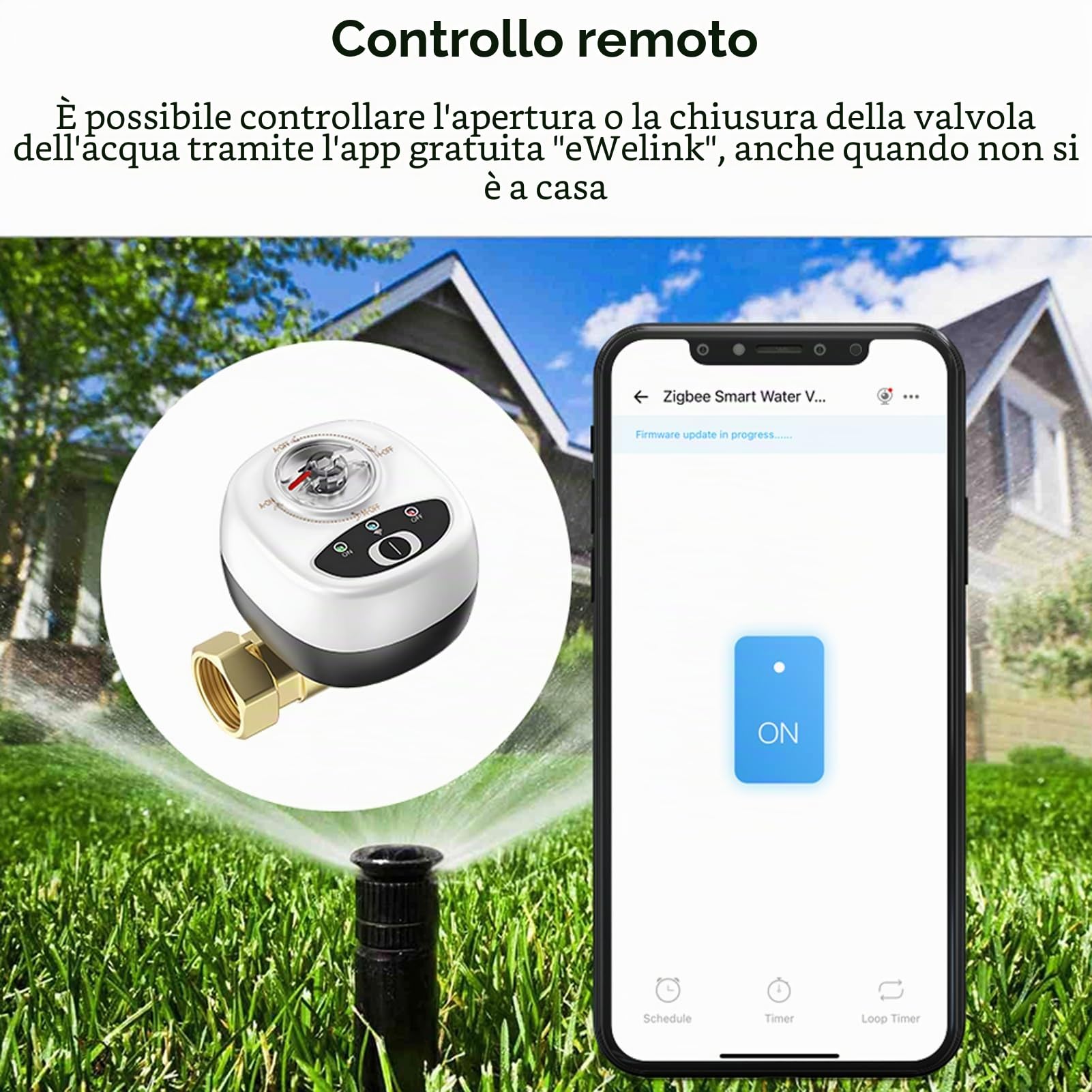 EWeLink ZigBee Valvola Acqua Interruttore Automatico Valvola A Sfera Intelligente Impermeabile IP65 Telecomando Senza Fili tramite App, Compatibile con Assistant e Salute