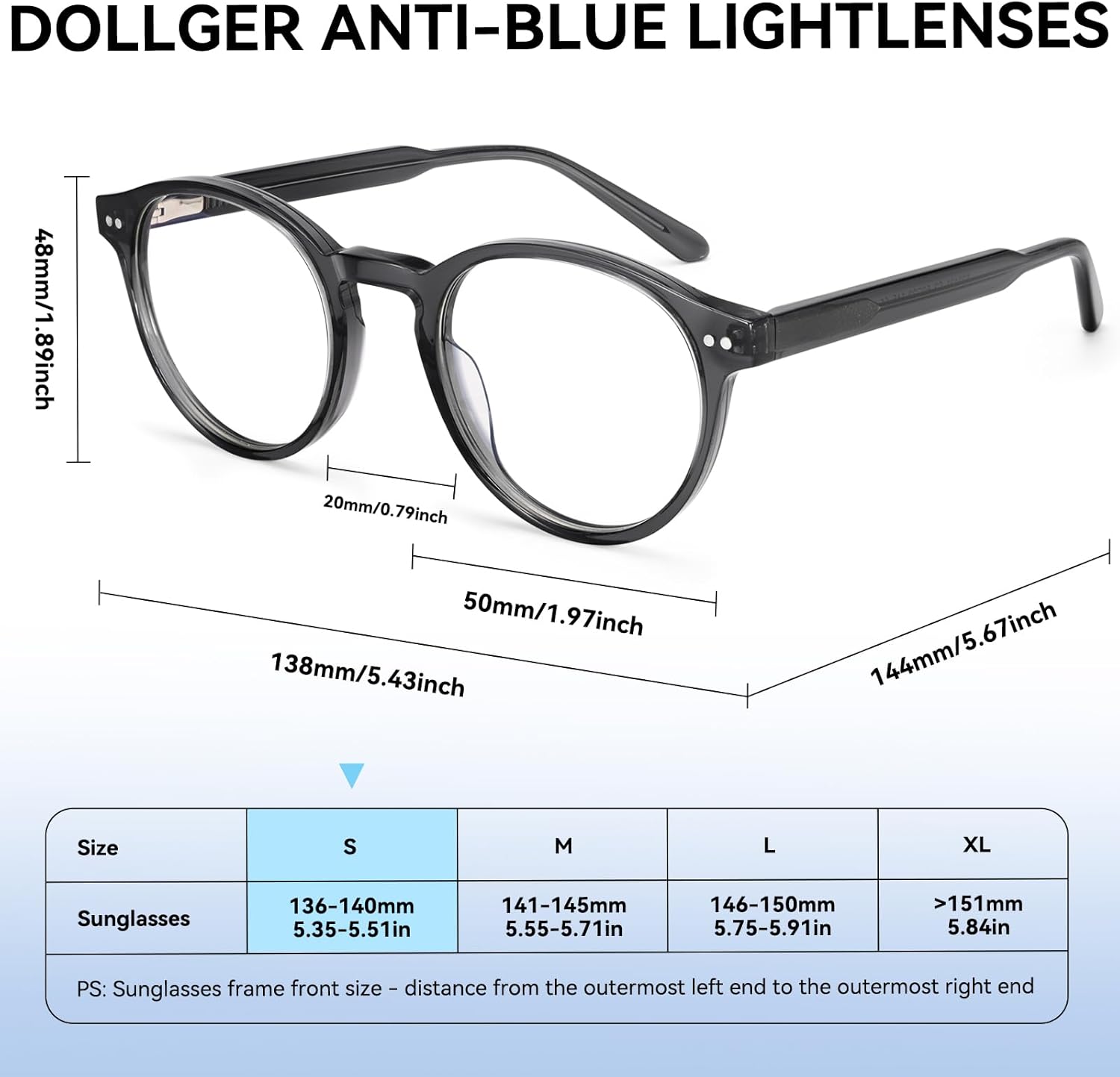 Dollger Blue Light Blocking Glasses For Woman Men Thick Acetate Frame Round Computer BlueLight Glasses Non-Prescription - Image 8