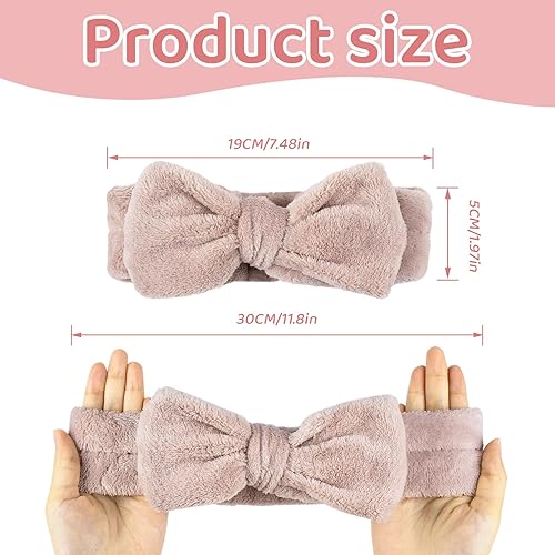Miniatura 3 de Juego de 3 muñequeras para lavado de cara para mujeres y niñas, diadema de microfibra con pajarita, bandas absorbentes para lavado de spa, para el