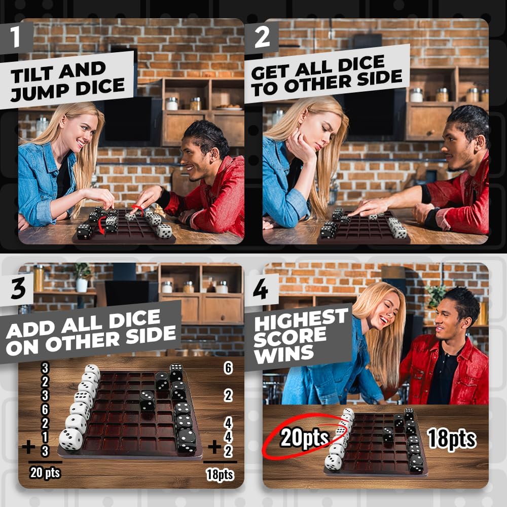 Dittle™- Dice Battle | 2 Player Dice Games for Adults | Adult Board Games for 2 Players | Best Two Player Game for Adults | Two Person Wooden Coffee Table Fun | Bar Game for Adult Indoor Tabletop image 2