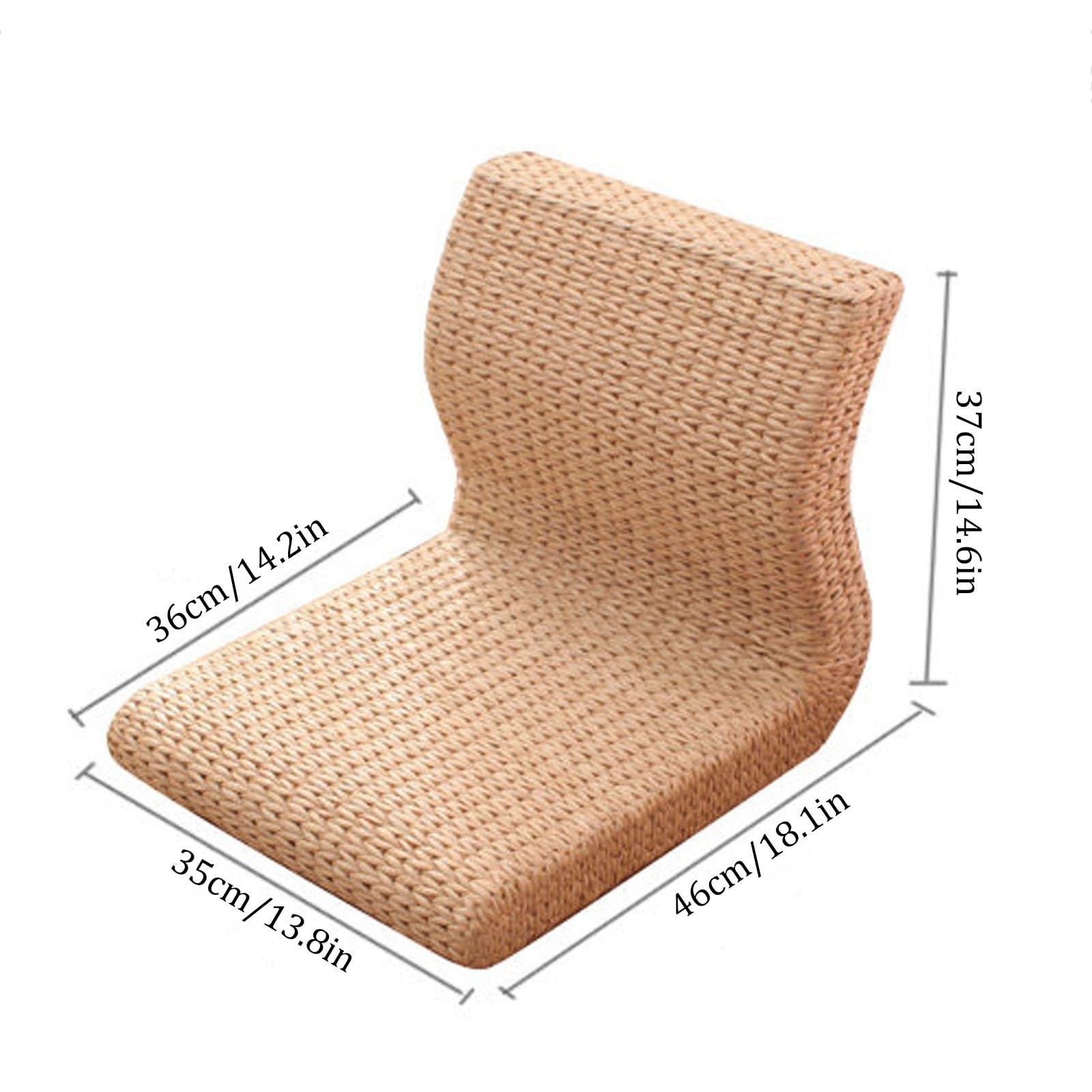 Sedia Senza Gambe da Pavimento Giapponese, Sedia Tradizionale Tatami con Supporto for La Schiena, Cuscino for Finestra a Bovindo for Divano Pigro in Vimini(Banana Leaves)
