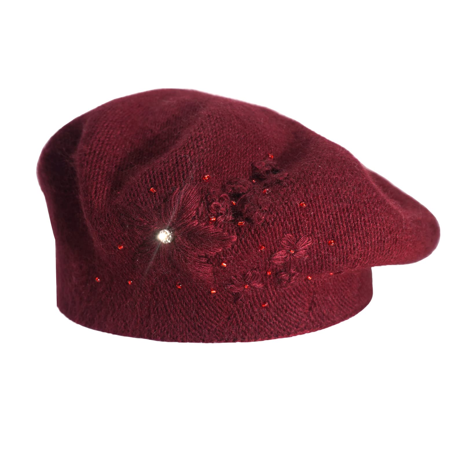 Ladies Beret Hats Handmade Knitted Floral Dress Beanie French Artist Hat Style Winter Warm Cap for Women