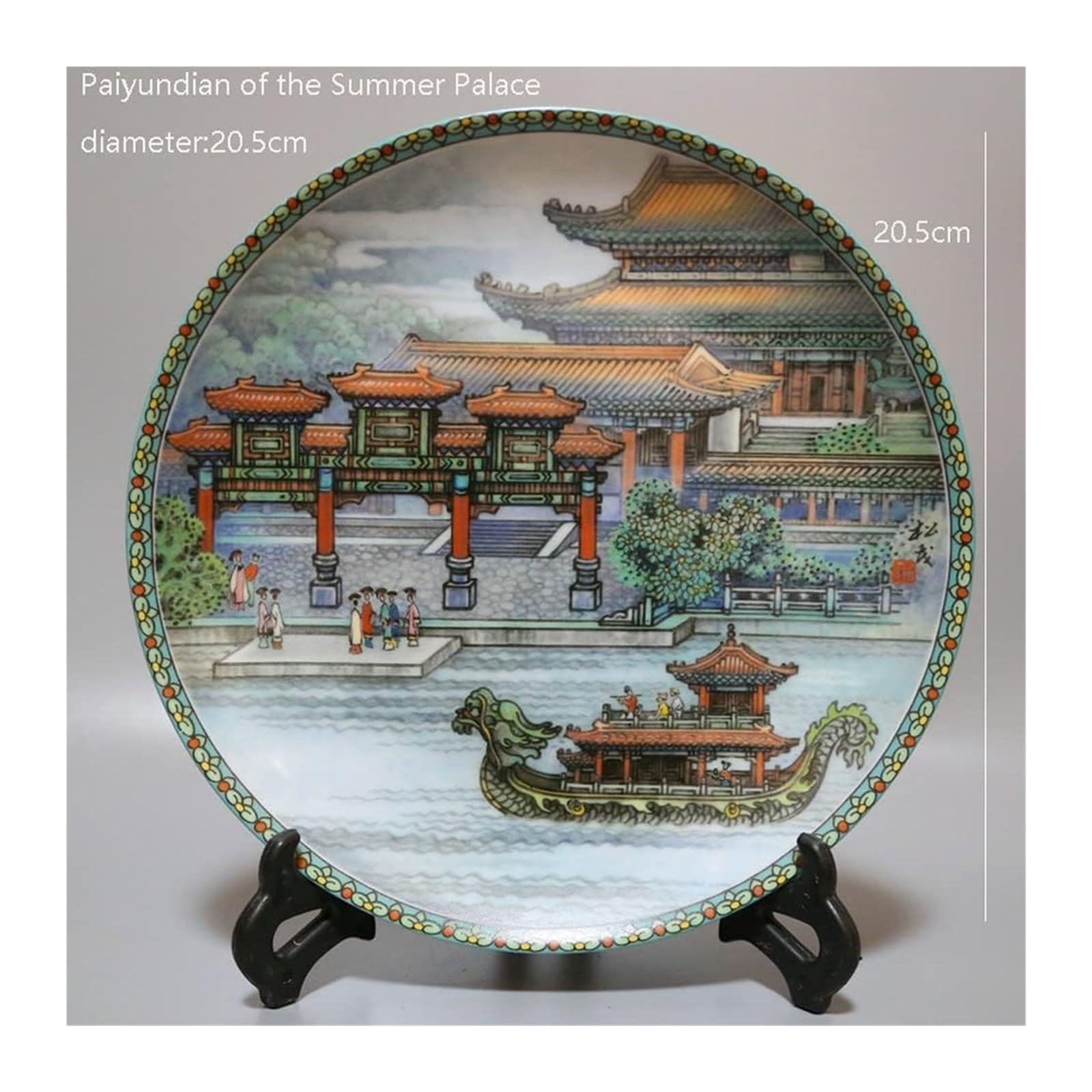 Dekoracyjny talerz do zawieszenia Dekoracyjny ceramiczny talerz do zawieszania, talerze dekoracyjne, dekoracyjny Cera 20,5 cm porcelana Jingdezhen wzór letniego pałacu