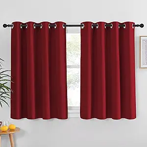 NICETOWN Blackout Drapery Curtain Panel - Thermal Insulated Solid Grommet Blackout Curtain/Panel/Drape for Living Room(Single Panel, 52 by 54-inch, Burgundy Red)