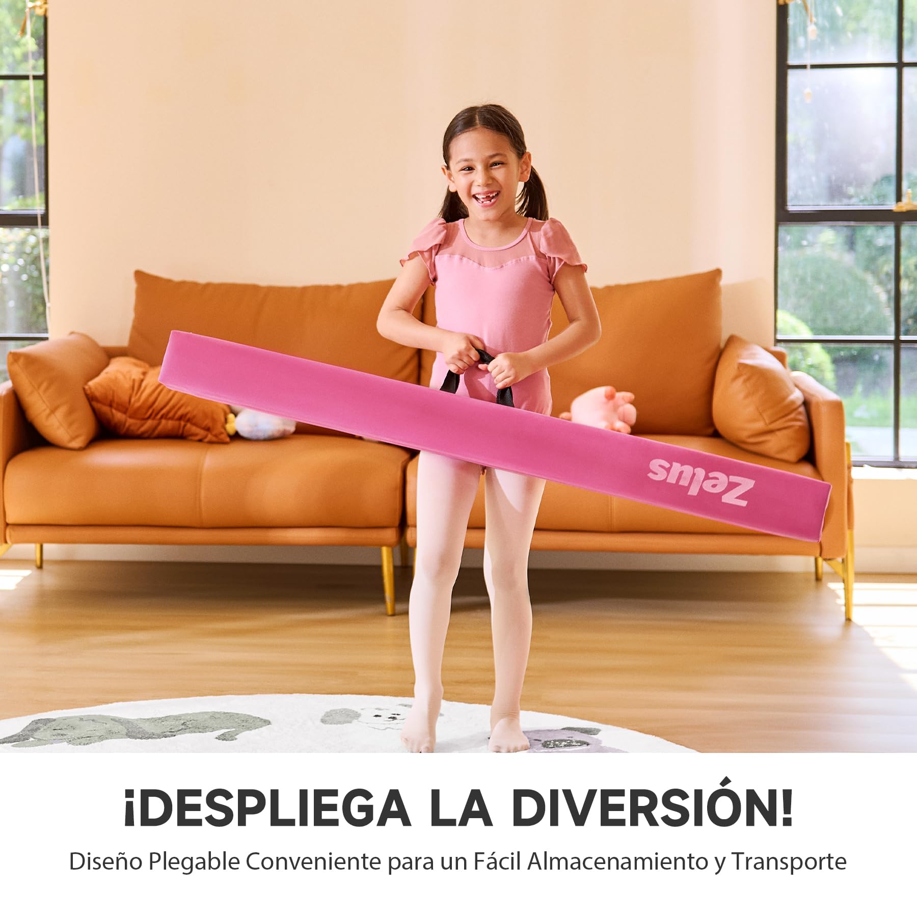 ZELUS 240cm Plegable Viga de Equilibrio Gimnasia Barra de Equilibrio Antideslizante