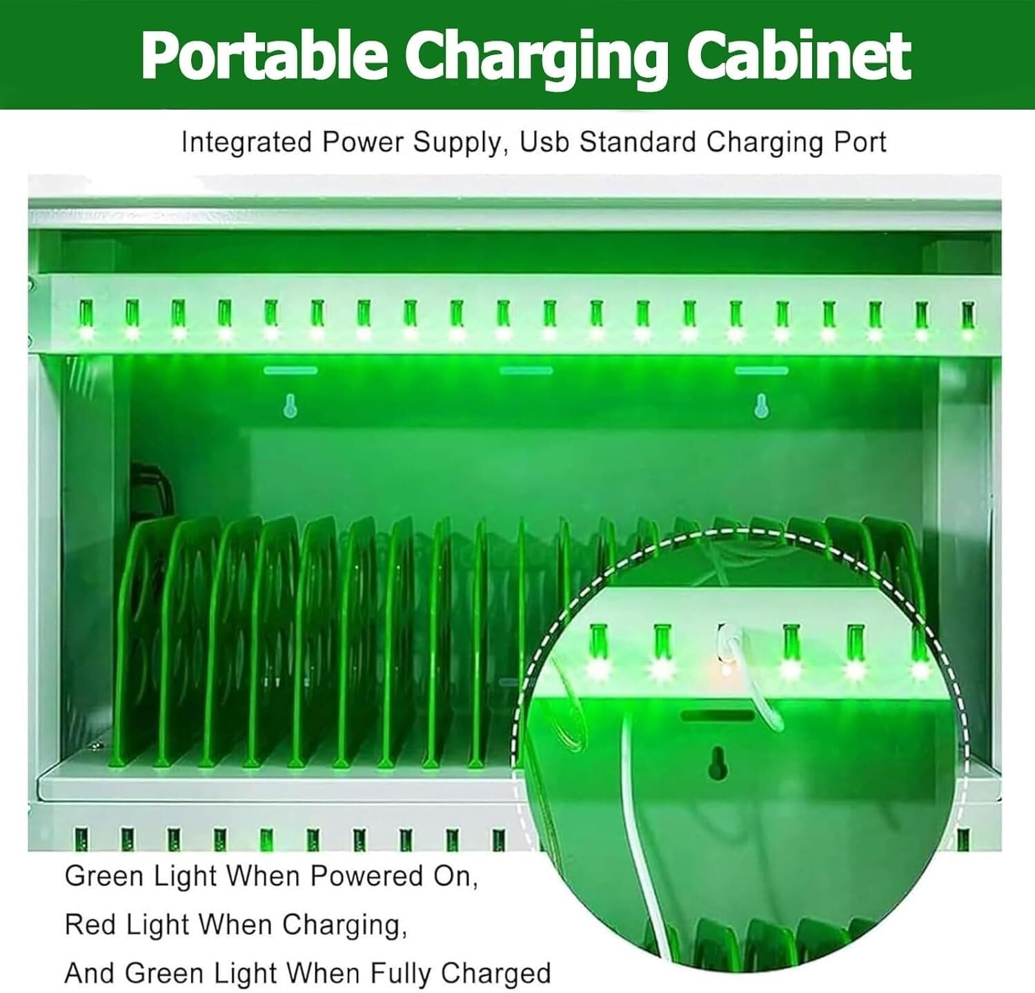 Boîte de Rangement Portable avec Station de Recharge USB et Compartiment de Rangement sécurisé(6​​Slots)