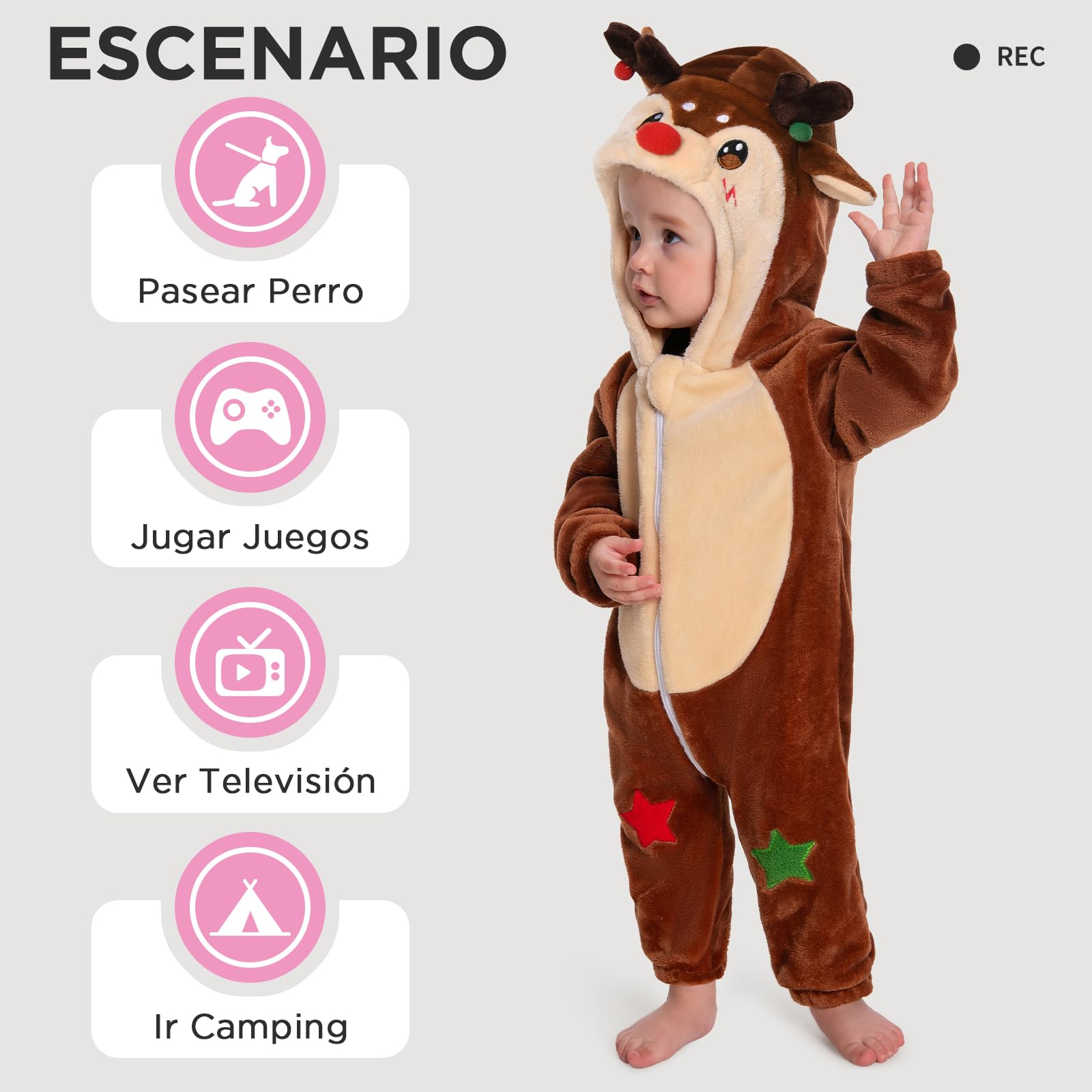 OLAOLA Peleles para Bebé Unisex, Pijama de Franela Suave, Disfraz de Animal para Niños, Mono con Capucha de Dibujos Animados