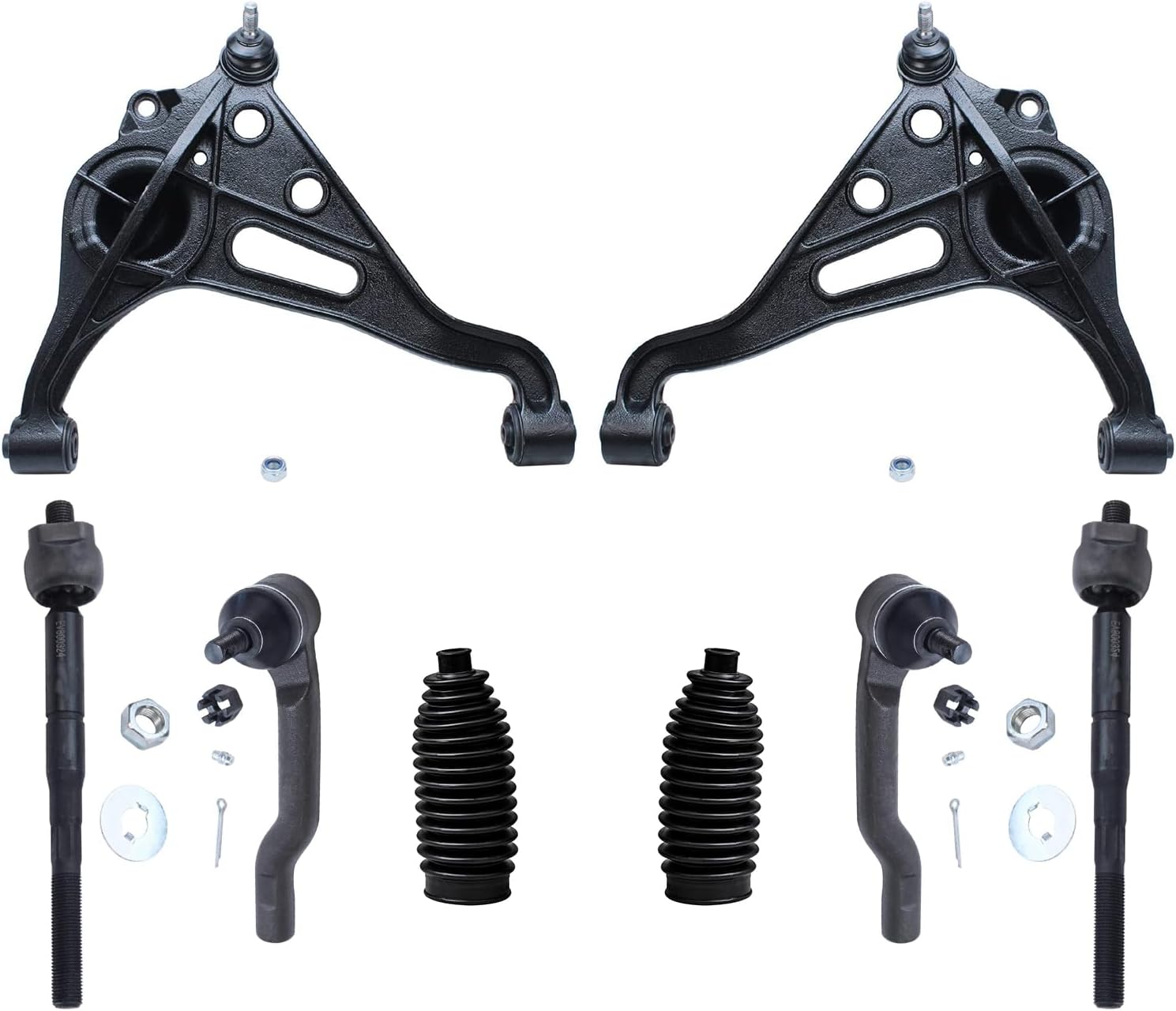 8pc Front Lower Control Arms Inner Outer Tie Rods Suspension Kit