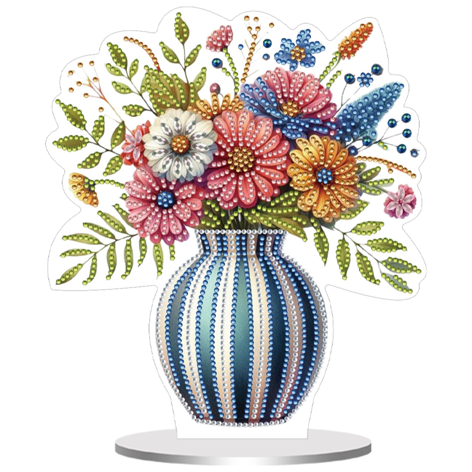 5D Diamond Art Painting Kits for Adults, Diamond Art Tabletop Ornament with Special Shaped Diamonds, DIY Desktop Decor Stand - Festive Holiday Craft Gift(Flower Bouquet)