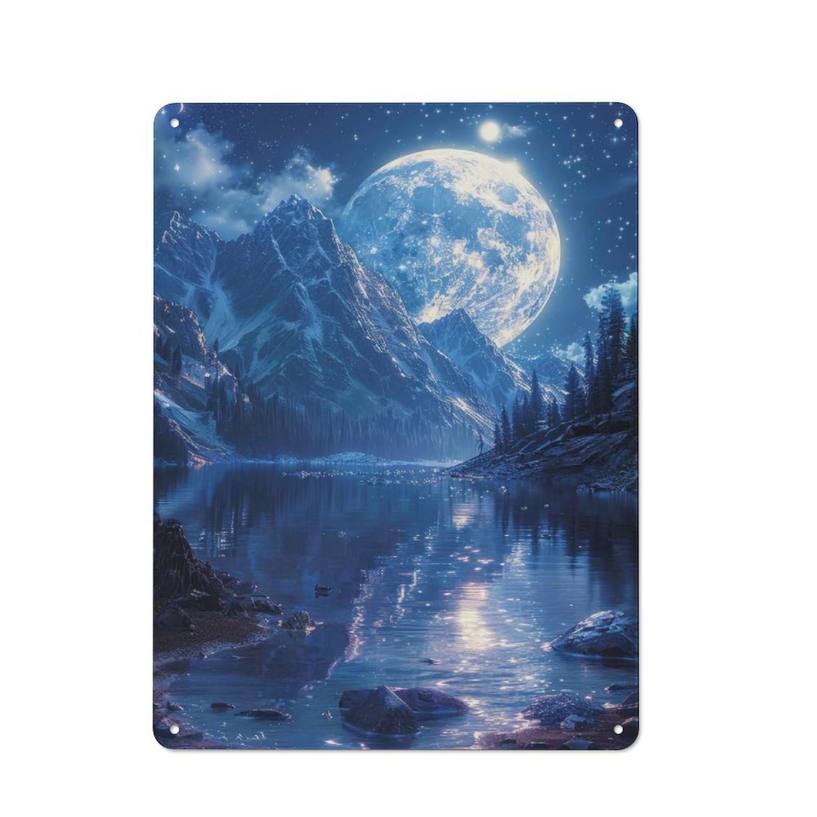 For Hallway Wall, Fantasy Mountain Landscape Vintage-inspired Metal Sign 40x30cm, A Moving-home Gift for Collectors of Tin Signs
