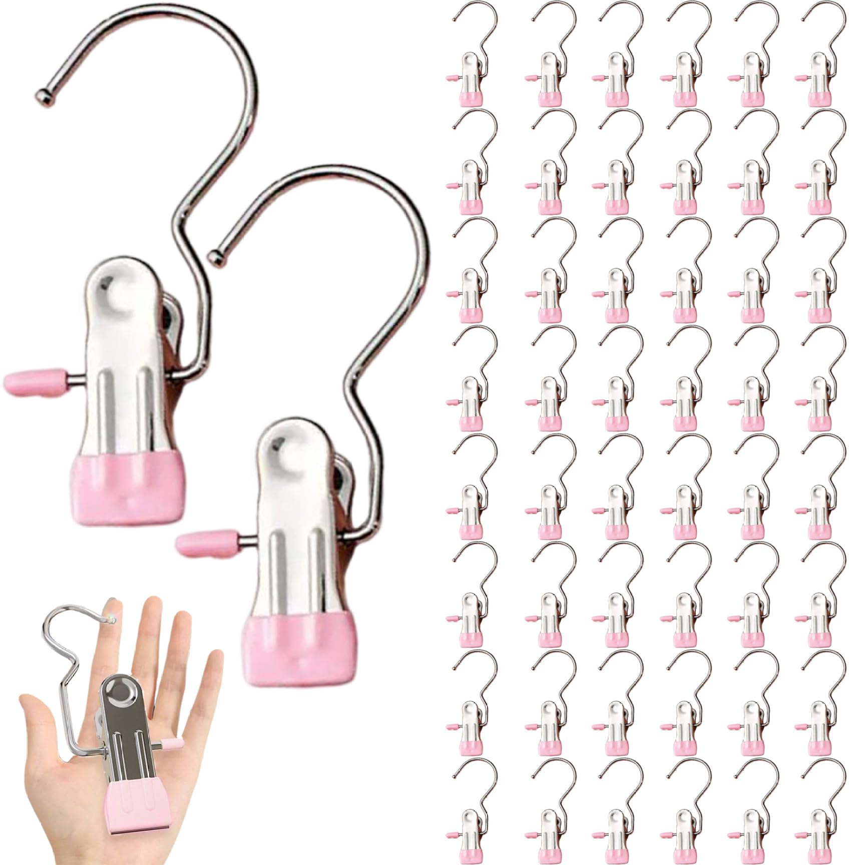 Sjfbebsy 50 Pcs Stainless Steel BEACH TOWEL CLIPS, Portable Multifunctional Hangers Single Clip Space Saving for Jeans, Hats, Tall Boots, Towels - legging hanger