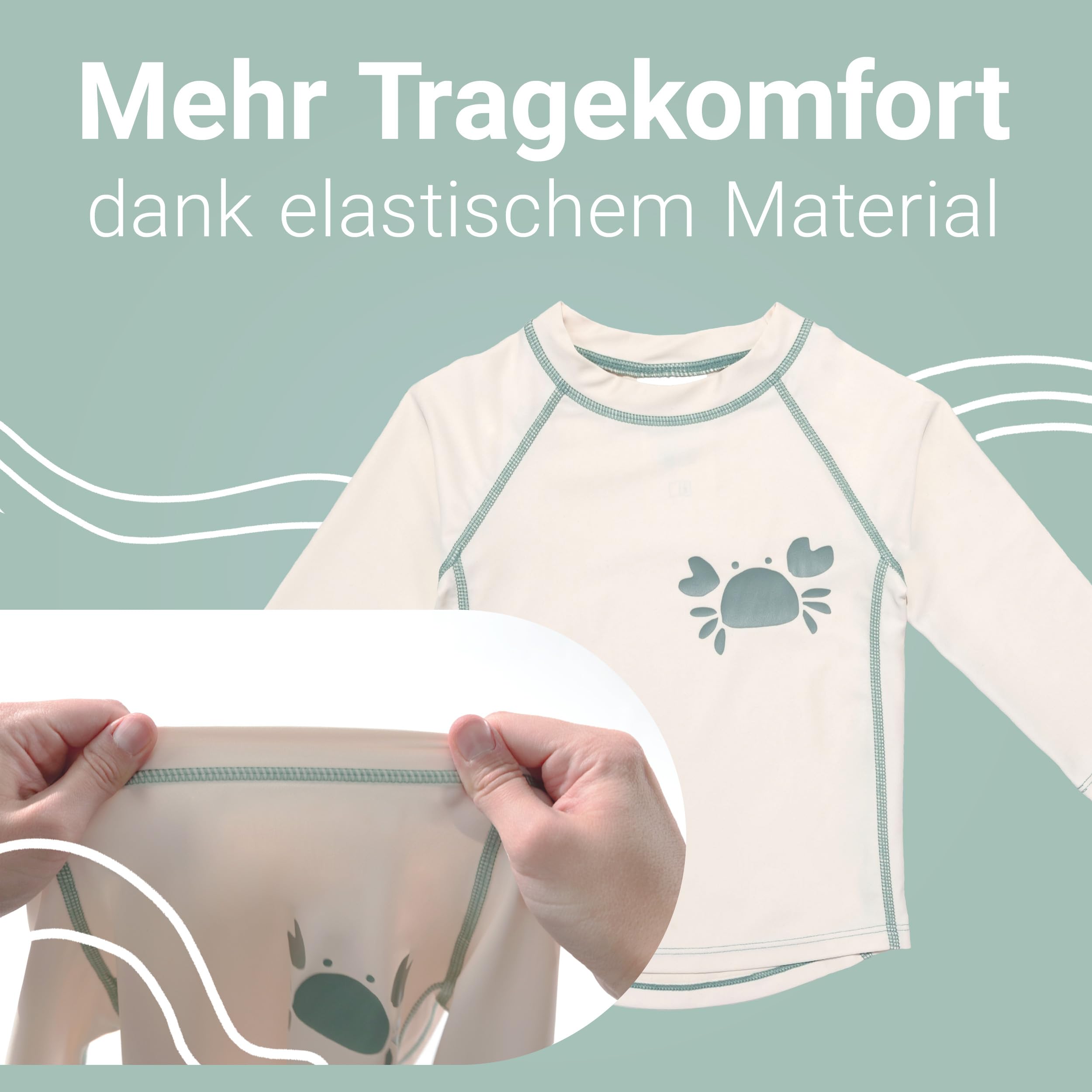 LaLoona Baby UV Schutz Shirt | Langarm Badeshirt mit UPF 80+ | UV Kleidung schnelltrocknend & Oeko-TEX Standard 100 geprüft