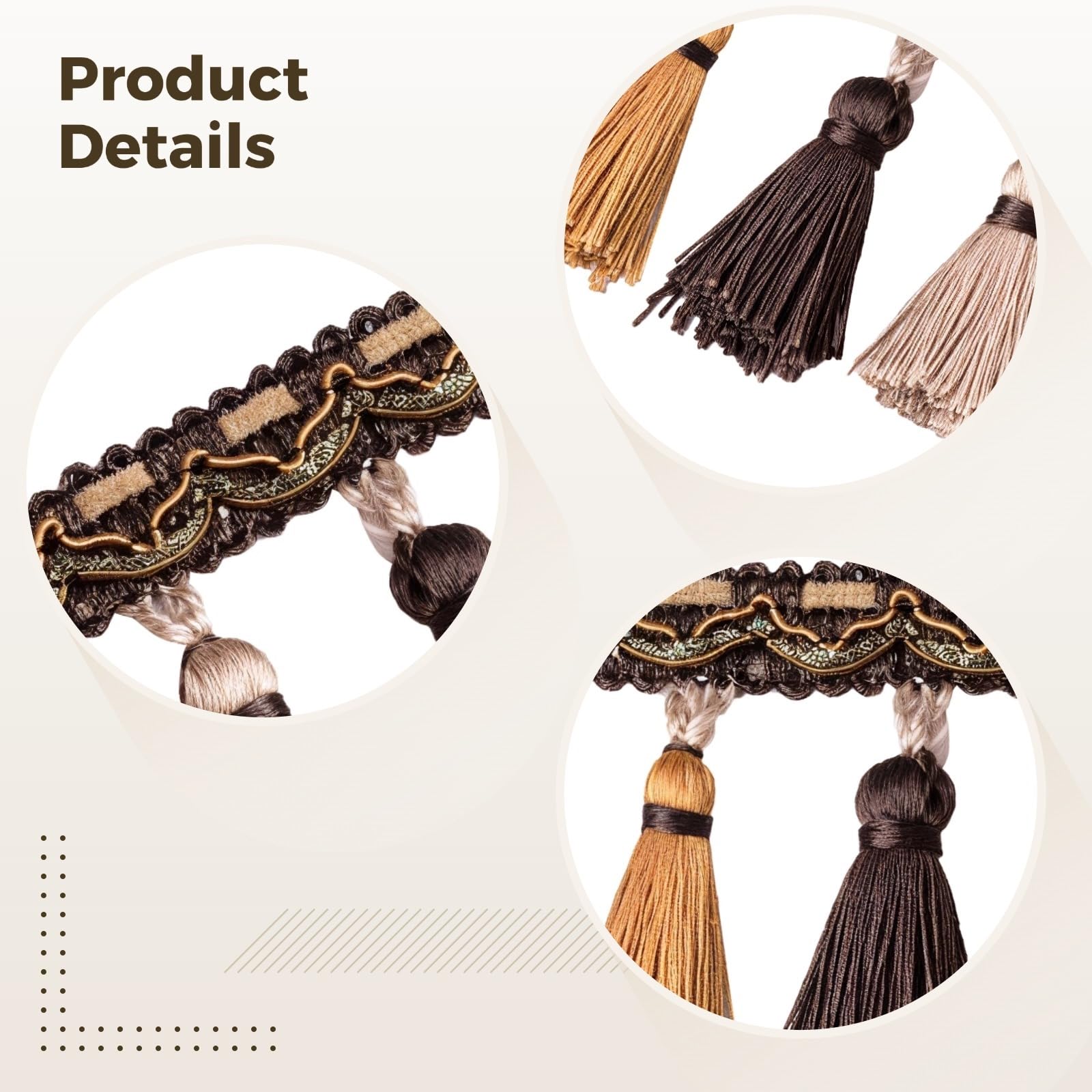 Frange à pompons 3 couleurs pour rideaux et canapés, style européen, bordure décorative en polyester pour un usage domestique, ajoute un attrait élégant à l'intérieur