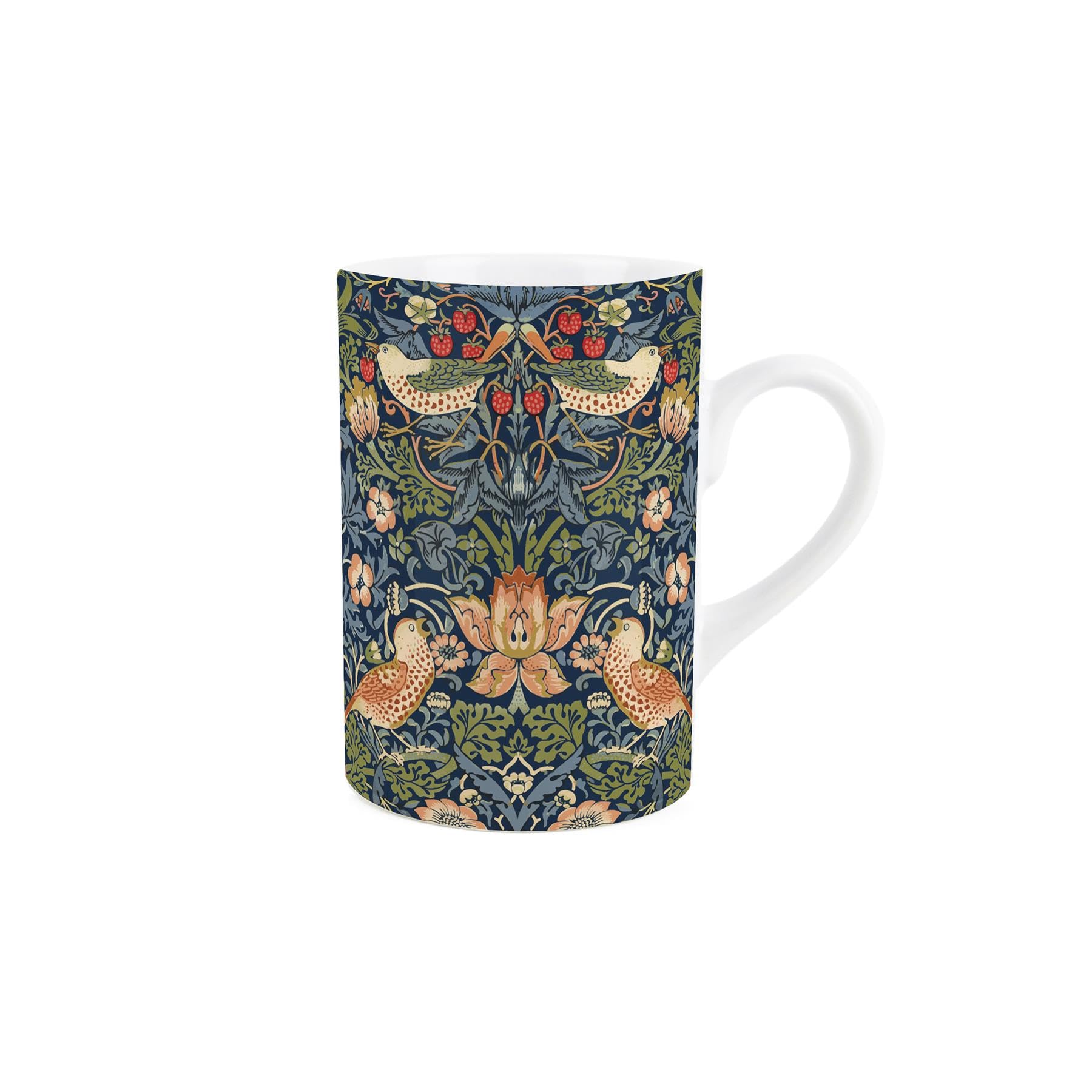 Blue Strawberry Thief Mug - William Morris Artwork Gifts - Tea/Coffee Ceramic Drinks Cup Present