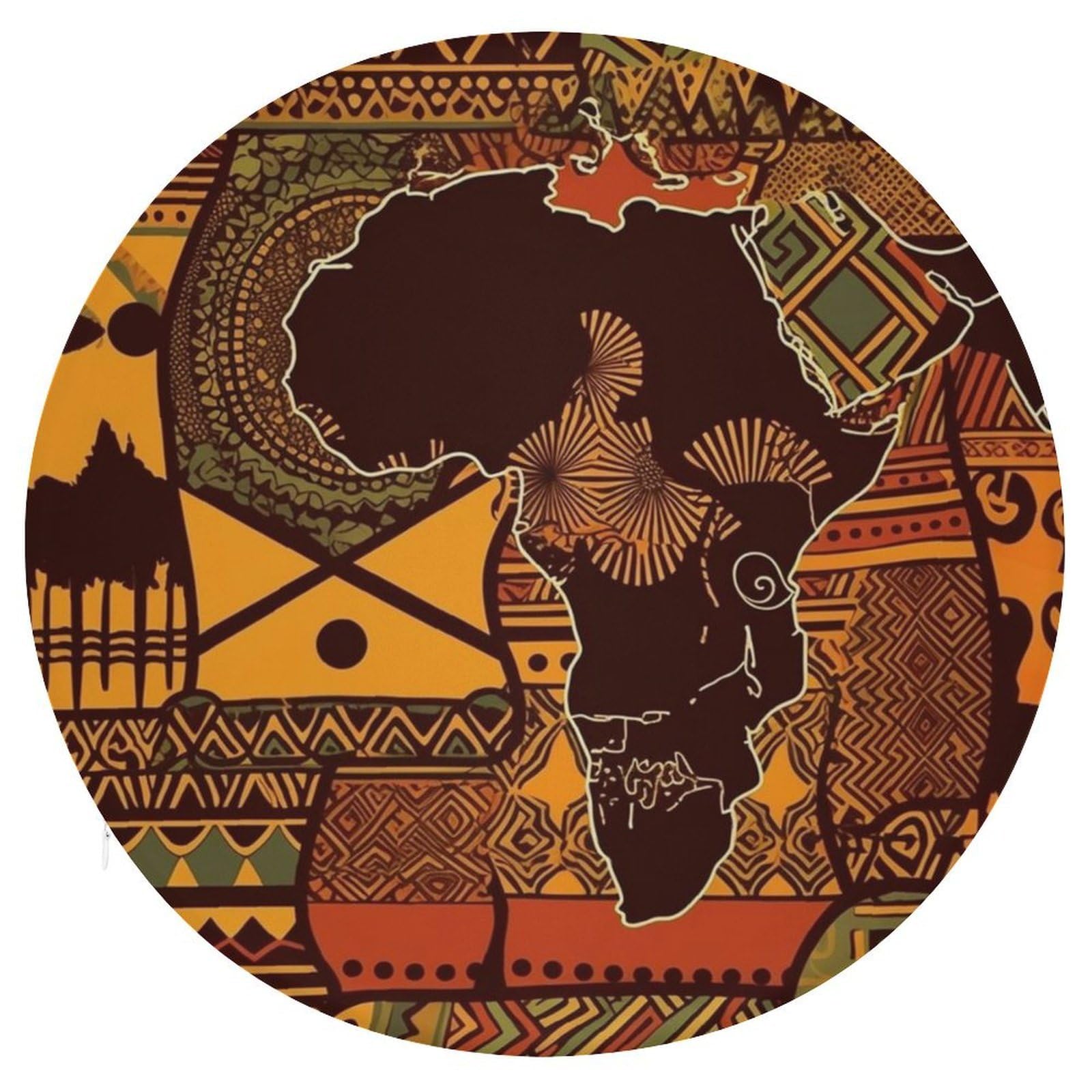 VstaDank African Map Ethnic Pattern Round Cushion Memory Foam Seat Cushions 15In Comfort Meditation Floor Pillow Anti Slip Soft Stool Cushion Chair Pad for Tatami Living Room Yoga