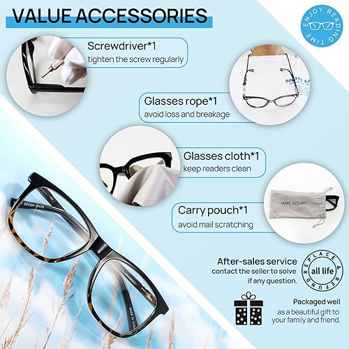 Miniatura 6 de MARE AZZURO Gafas de lectura cuadradas de gran tamaño para hombres lectores grandes 1.0 1.25 1.5 1.75 2.0 2.25 2.5 2.75 3.0 3.5 4.0 5.0 6.0