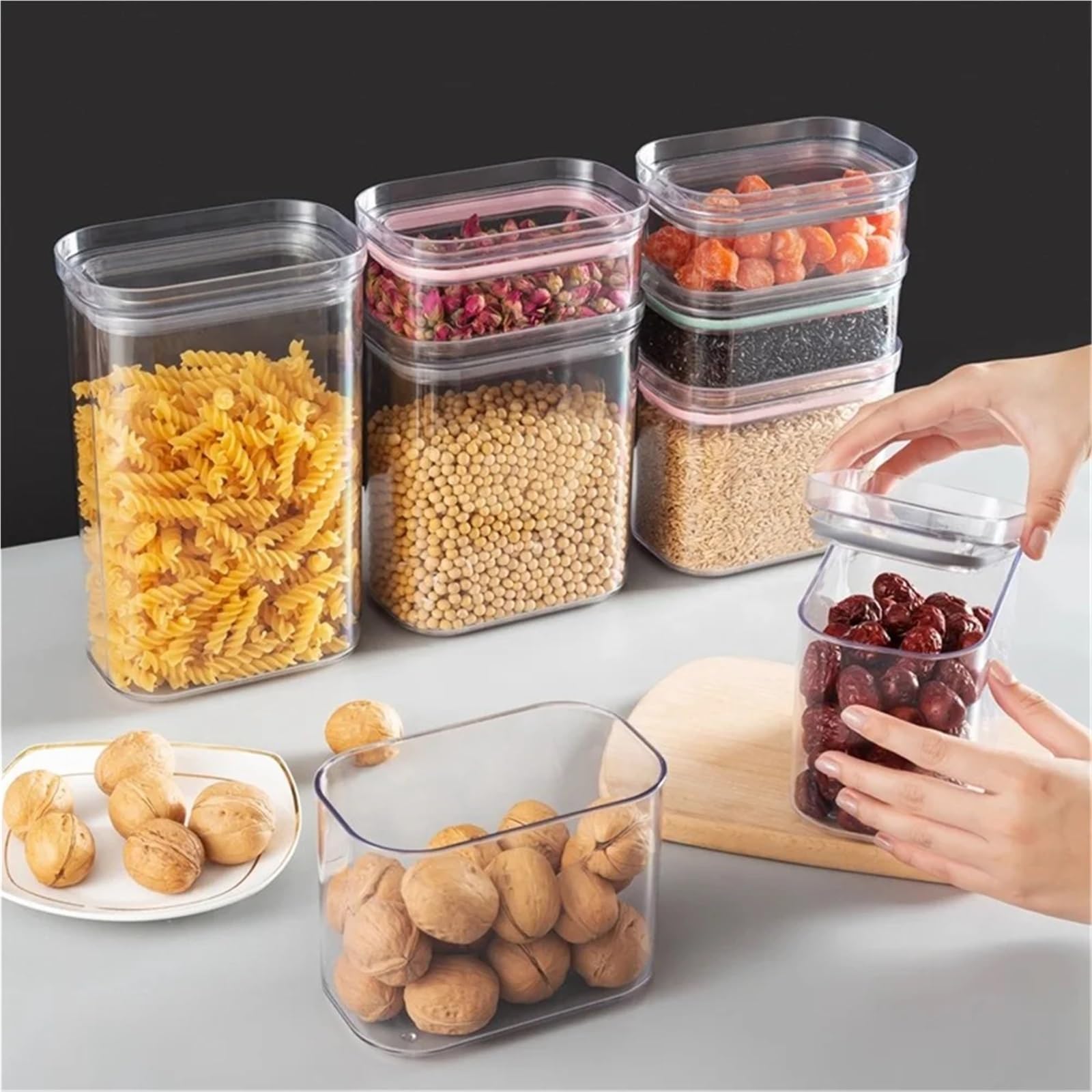 Barattolo sigillato, contenitore ermetico for cereali, pasta, organizer da cucina for la casa per Cibi, Farina, Cereali