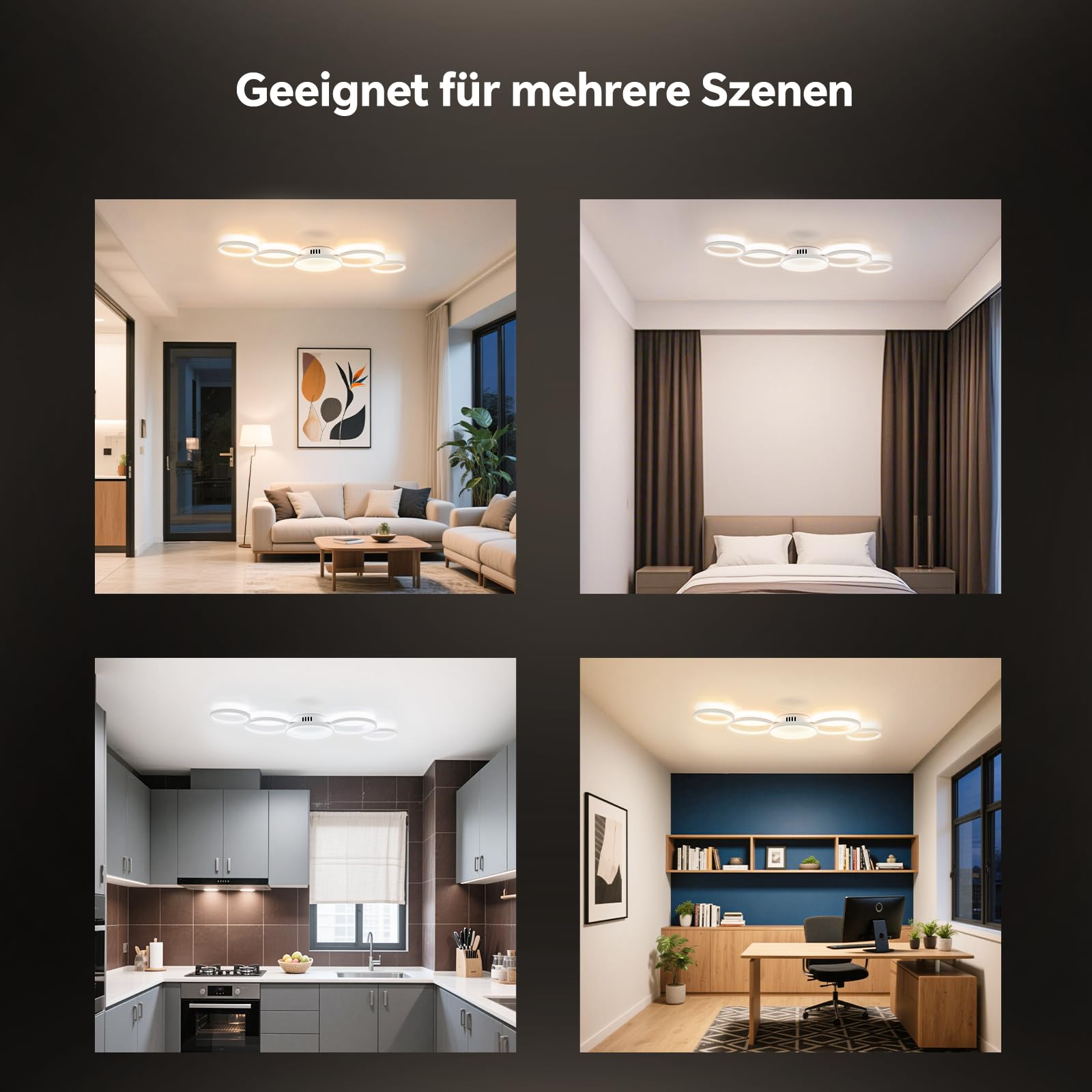 Sky angle LED Deckenleuchte Mit Alexa App Google Home Rund Weiß Dimmbar Mit Fernbedienung, Deckenlampe Wohnzimmer 50W 6000LM 3000K-6000K Für Schlafzimmer 100CM (Weiß, Smart)
