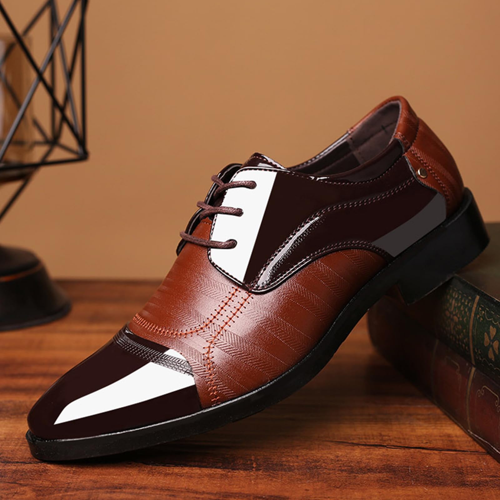 Scarpe Eleganti da Uomo Stringate A Punta Scarpe Oxford | in pelle PU antiscivolo Casual Festa Business formali Ufficio Matrimonio